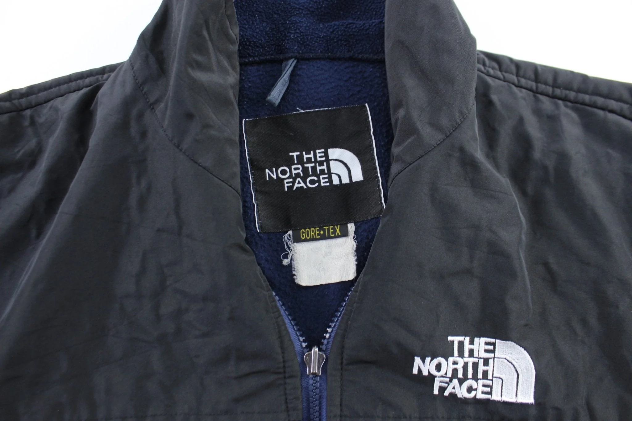 The North Face Embroidered Logo Black & Blue Wind Stopper Zip Up Jacket - Image 3