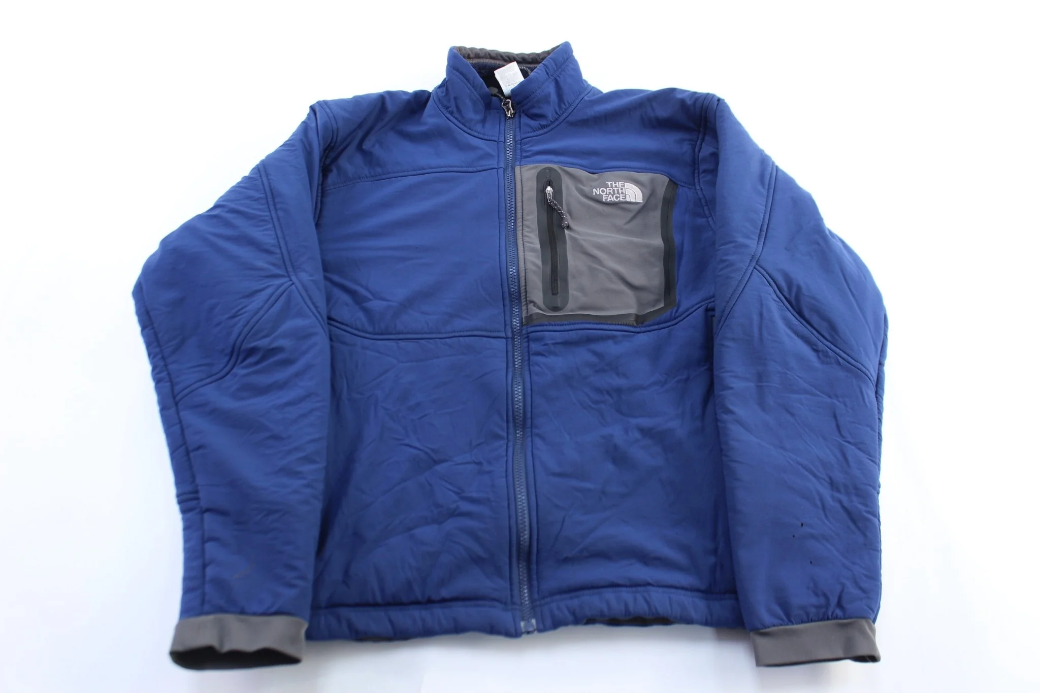 The North Face Embroidered Logo Blue & Grey Zip Up Jacket
