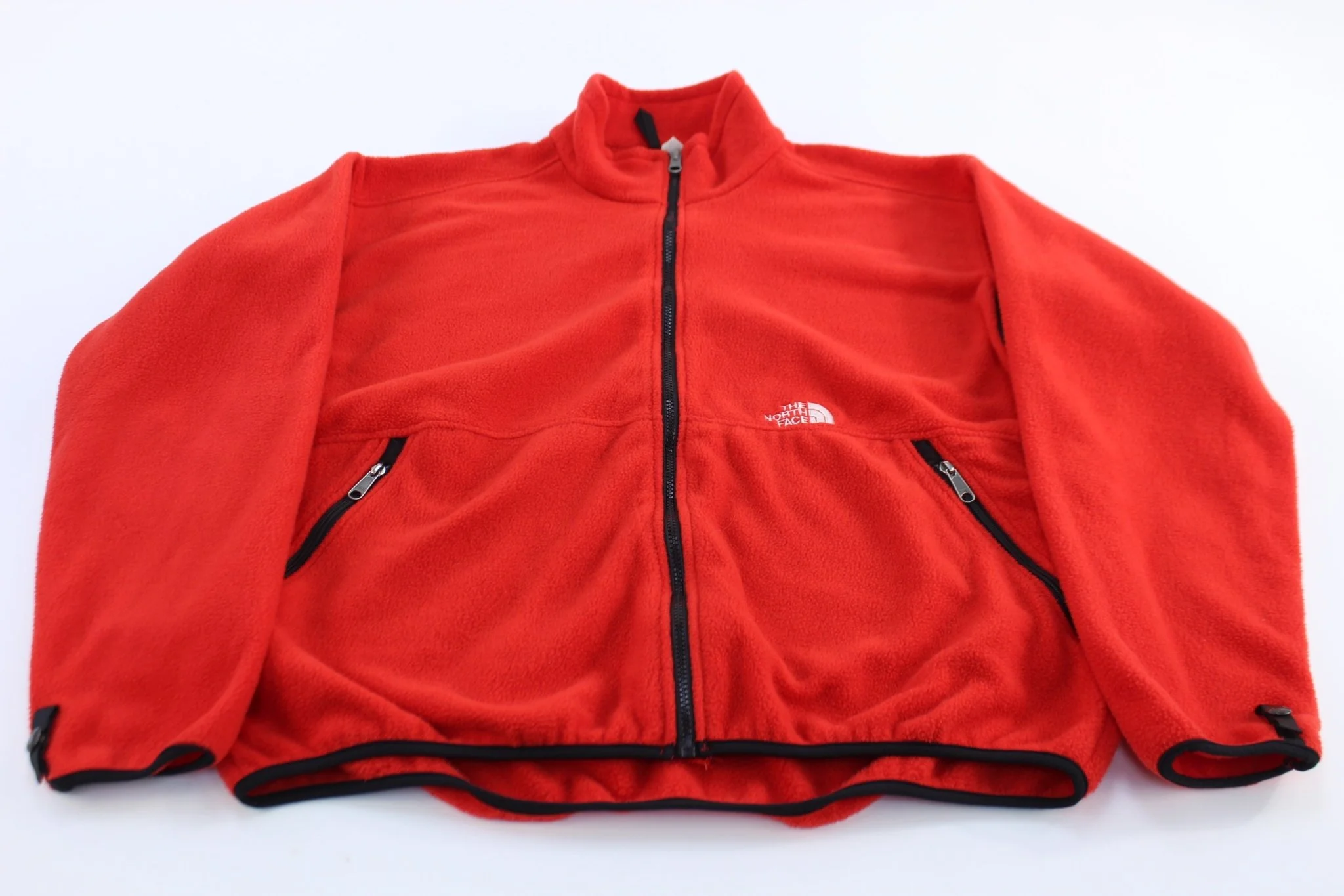 The North Face Embroidered Logo Red Fleece Zip Up Jacket