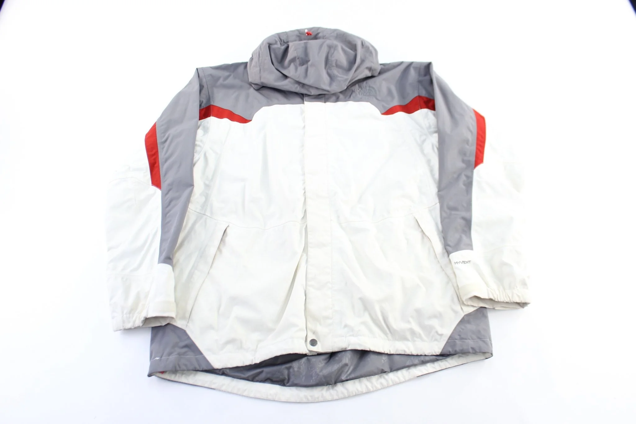 The North Face Embroidered Logo White, Grey & Red Zip Up Jacket