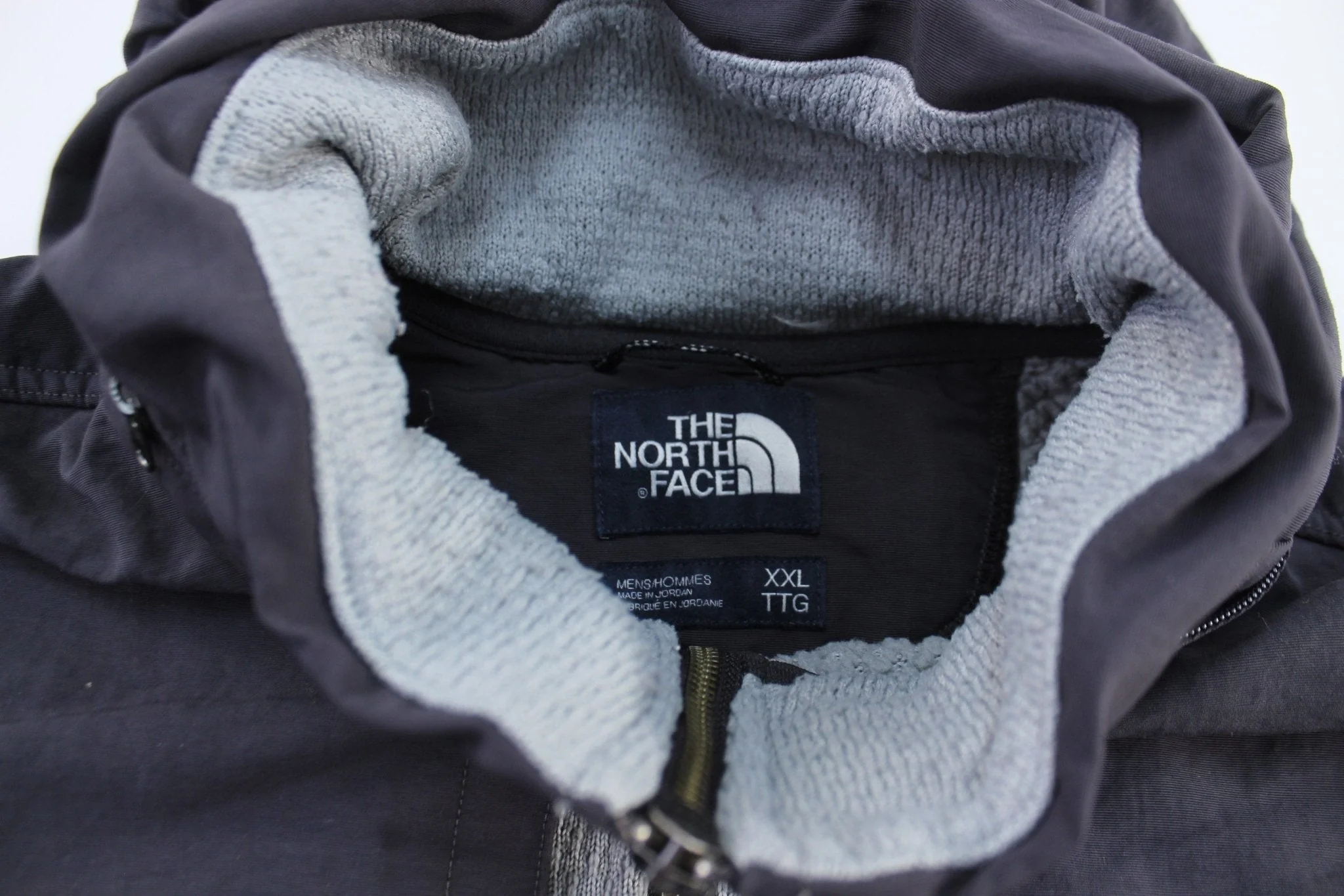 The North Face Logo Grey Hooded Zip Up Jacket - Image 3