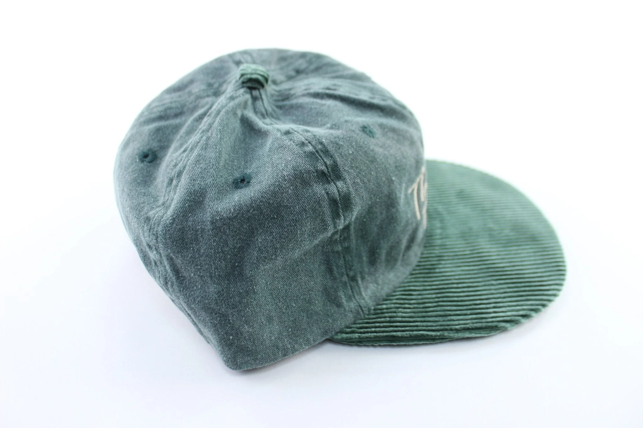 Thrifted Threads Green Corduroy Trucker Hat - Image 3