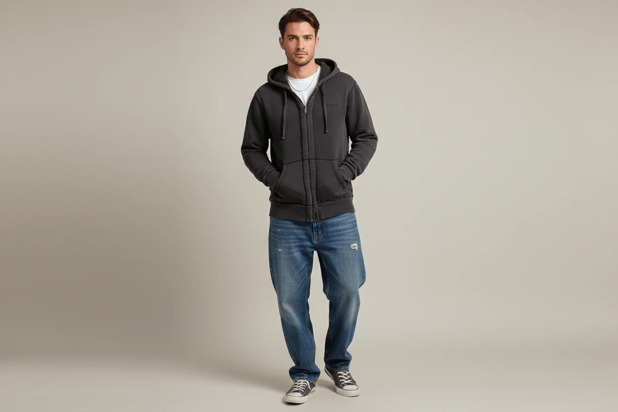 Timberland Black Full Zip Sherpa Lined Jacket