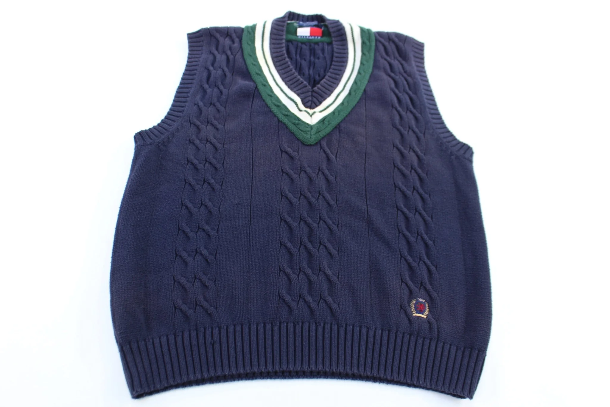 Tommy Hilfiger Embroidered Logo Cable Knit Vest