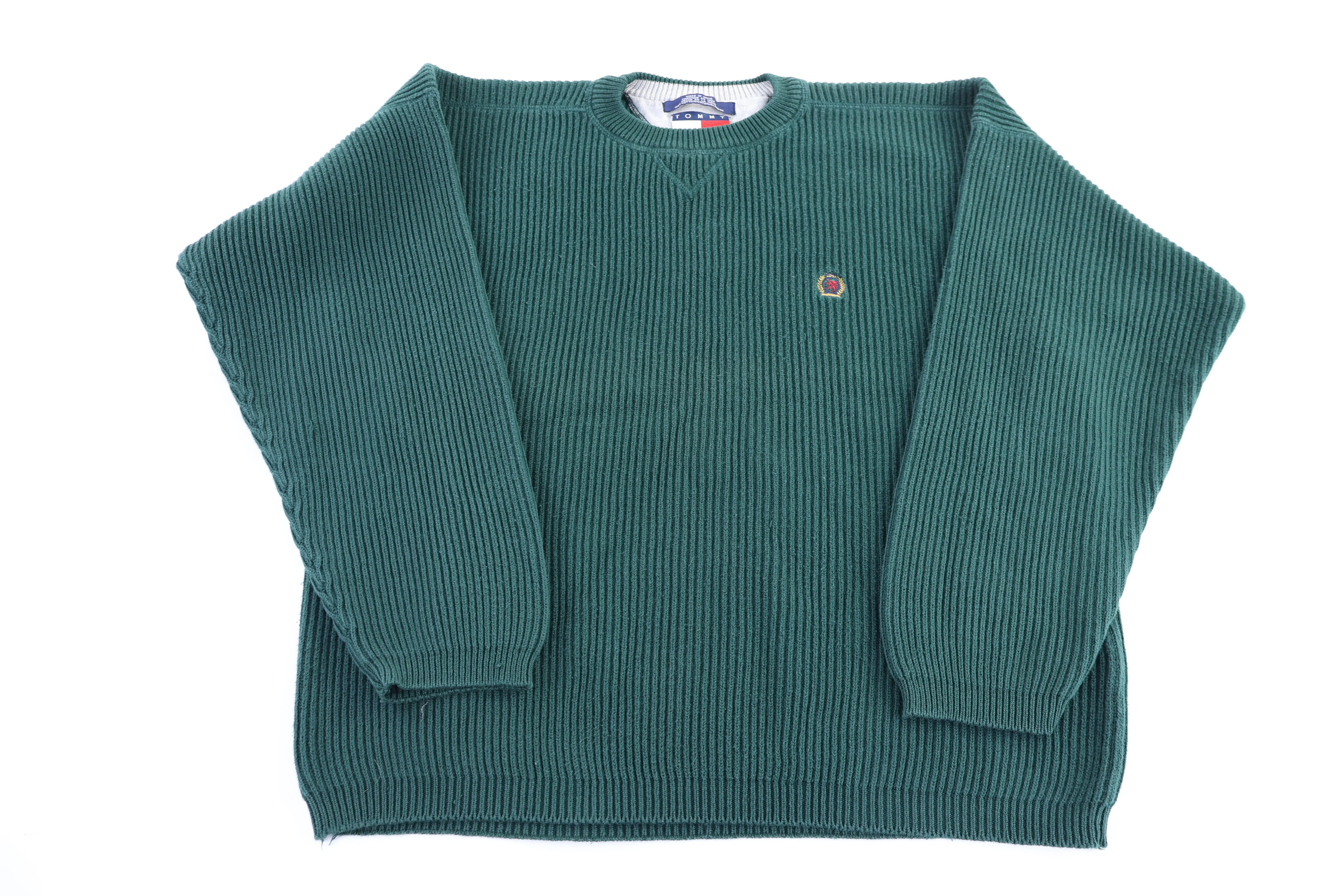 Tommy Hilfiger Embroidered Logo Green Knit Sweater