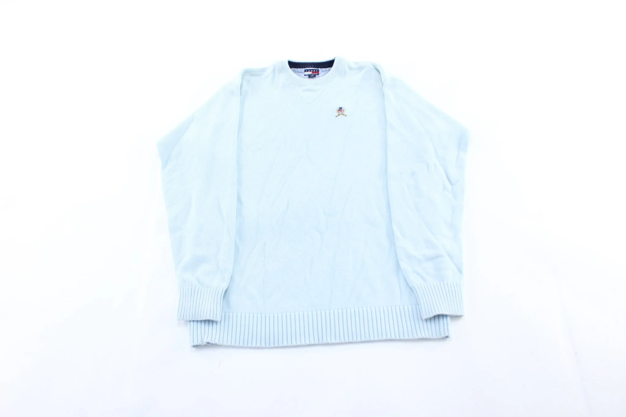 Tommy Hilfiger Embroidered Logo Light Blue Sweater