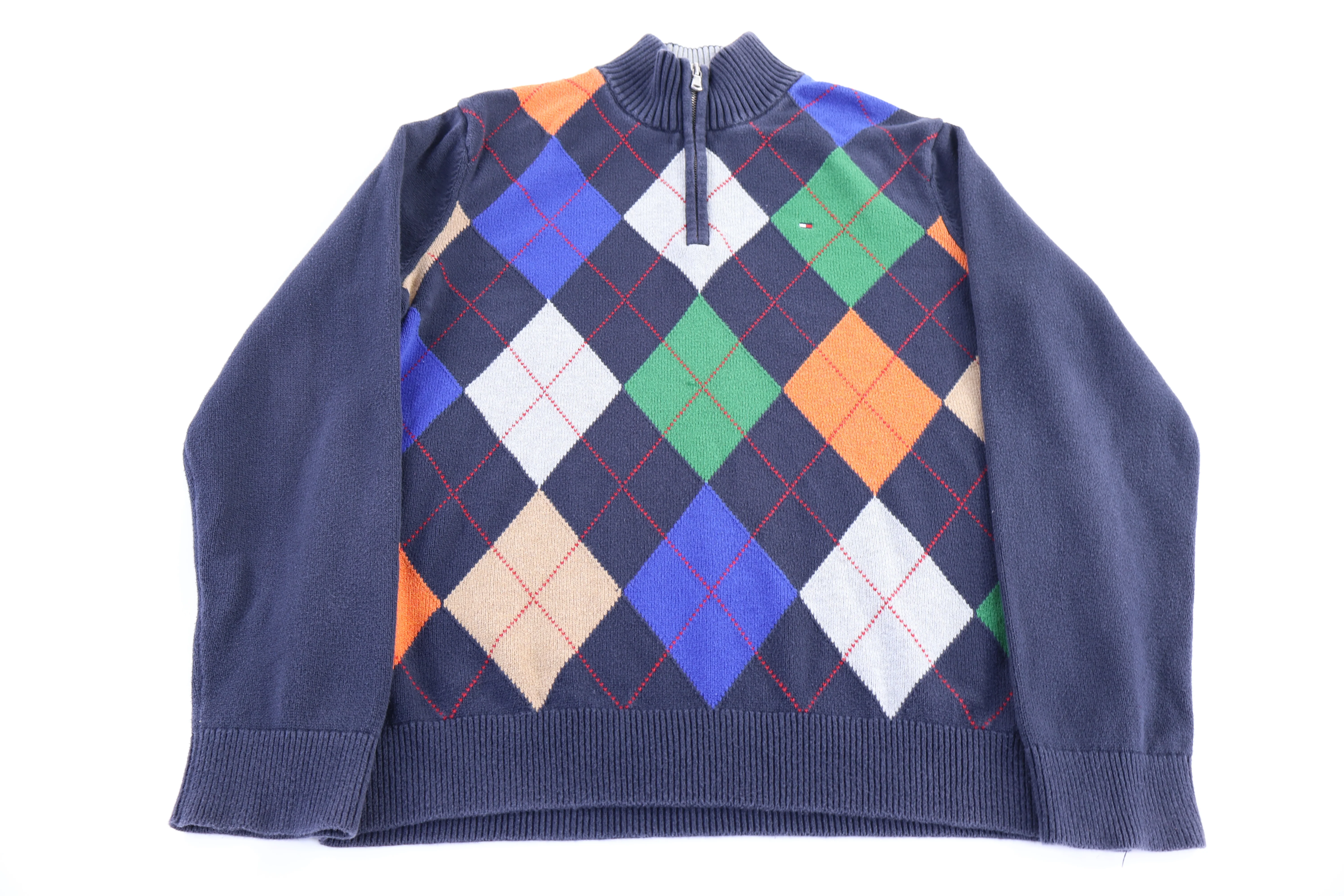 Tommy Hilfiger Embroidered Logo Multicolor Quarter Zip Sweater