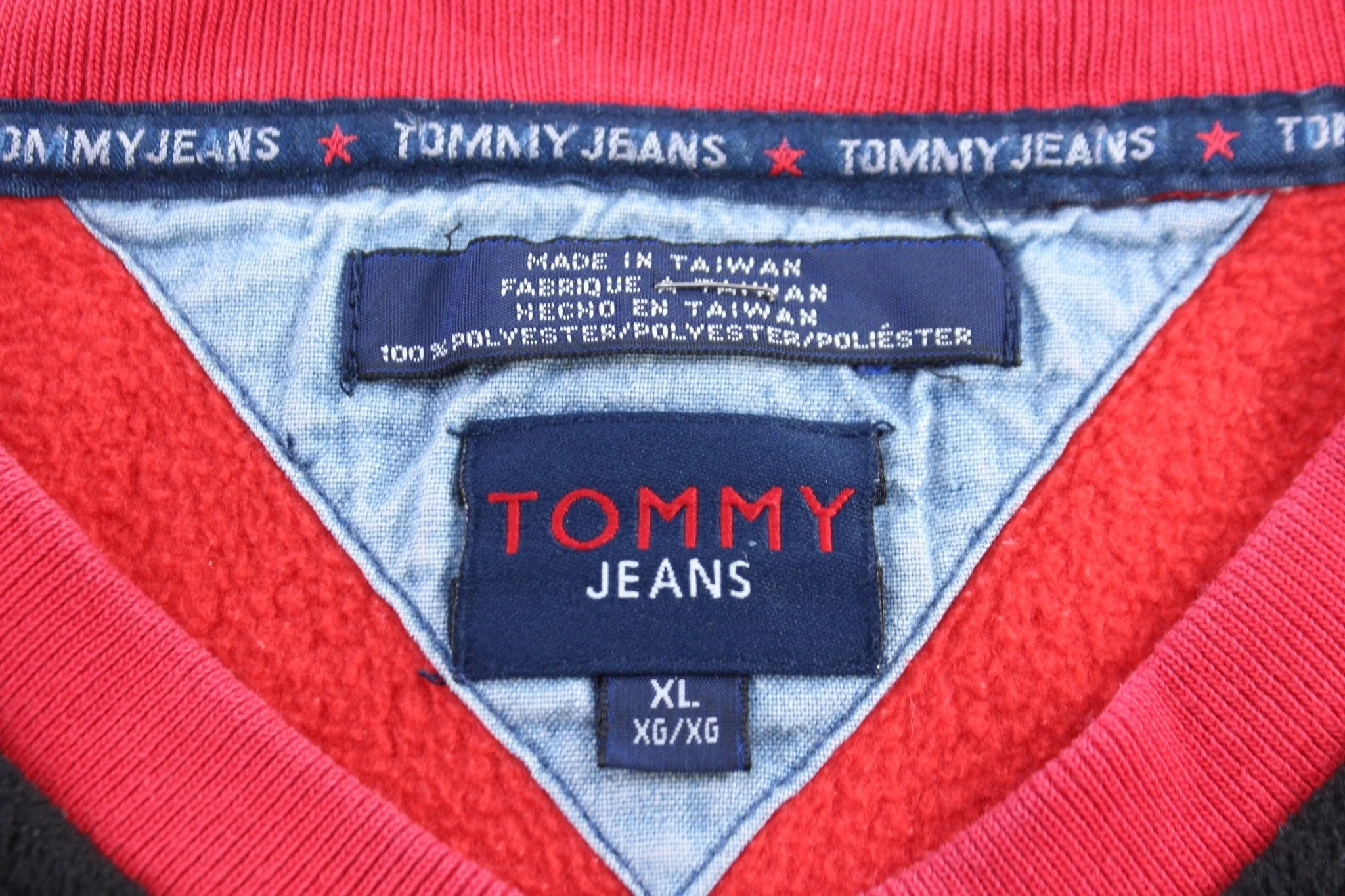 Tommy Hilfiger Jeans Logo Red & Black Fleece Pullover - Image 3