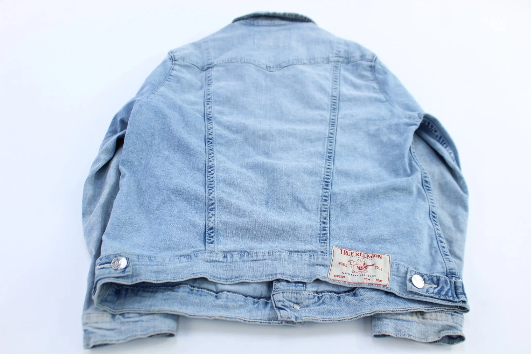 True Religion Light Wash Button Down Denim Jacket - Image 2