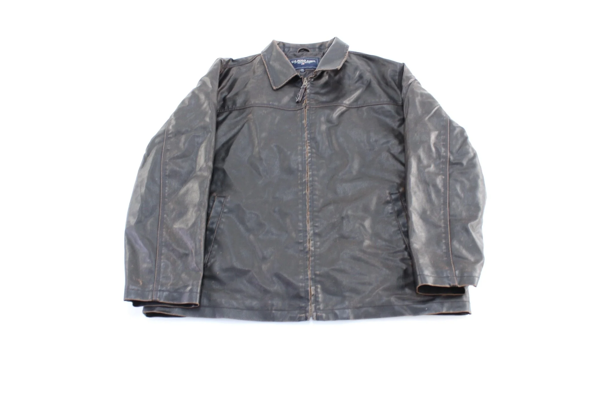 U.S. Polo Assn Dark Brown Leather Zip Up Jacket