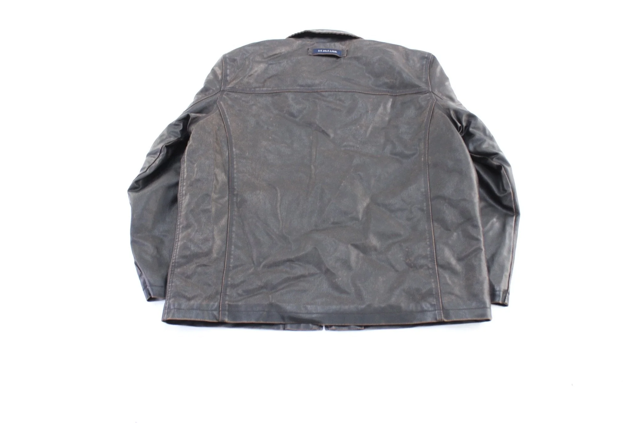 U.S. Polo Assn Dark Brown Leather Zip Up Jacket - Image 2