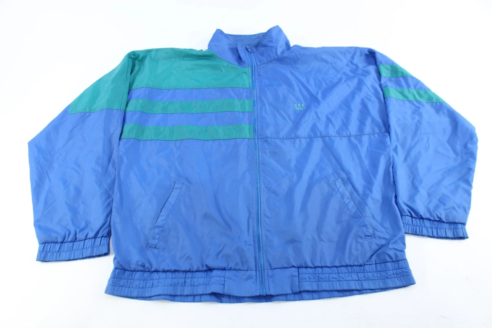USA Olympics Embroidered Logo Blue & Teal Zip Up Jacket