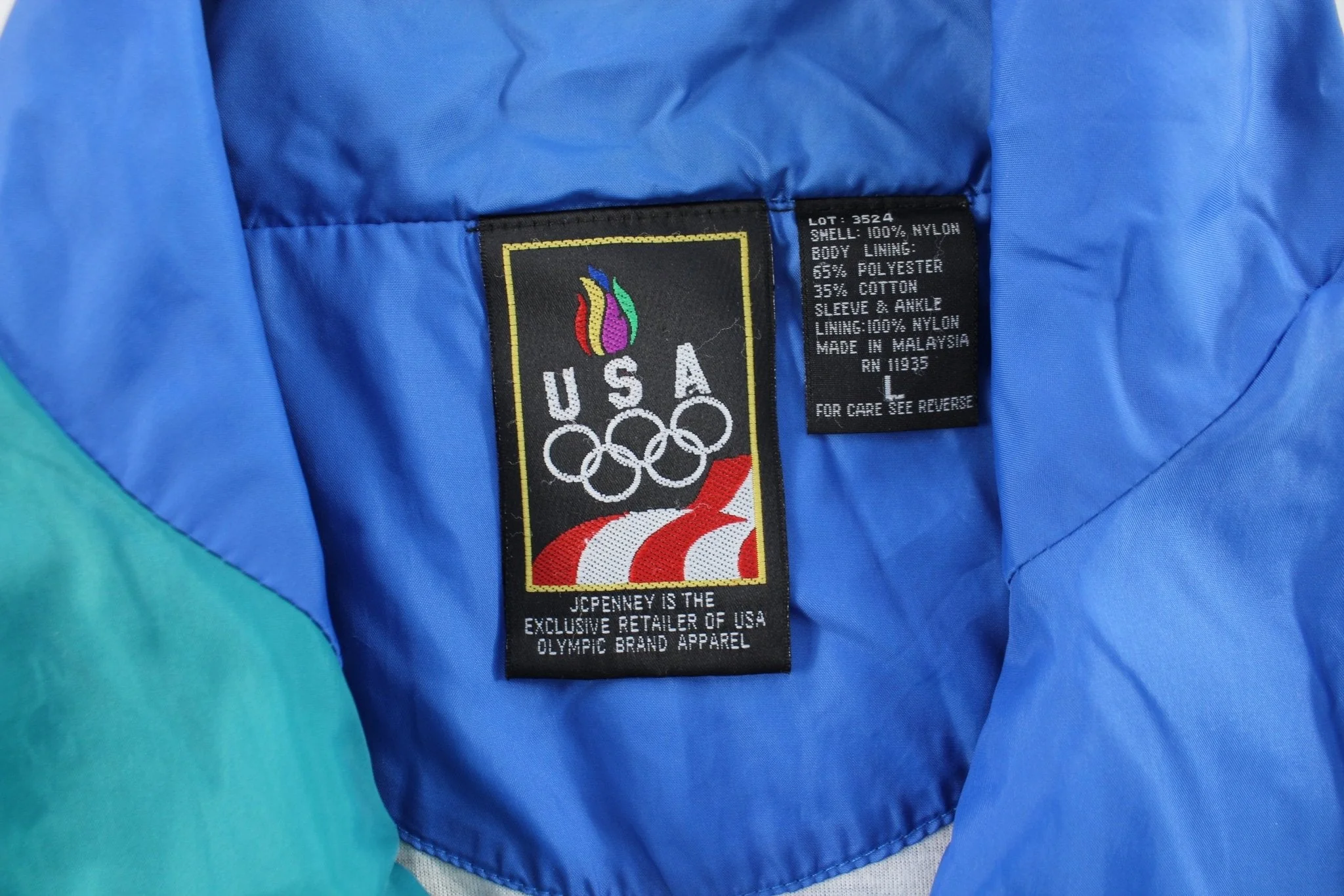 USA Olympics Embroidered Logo Blue & Teal Zip Up Jacket - Image 3