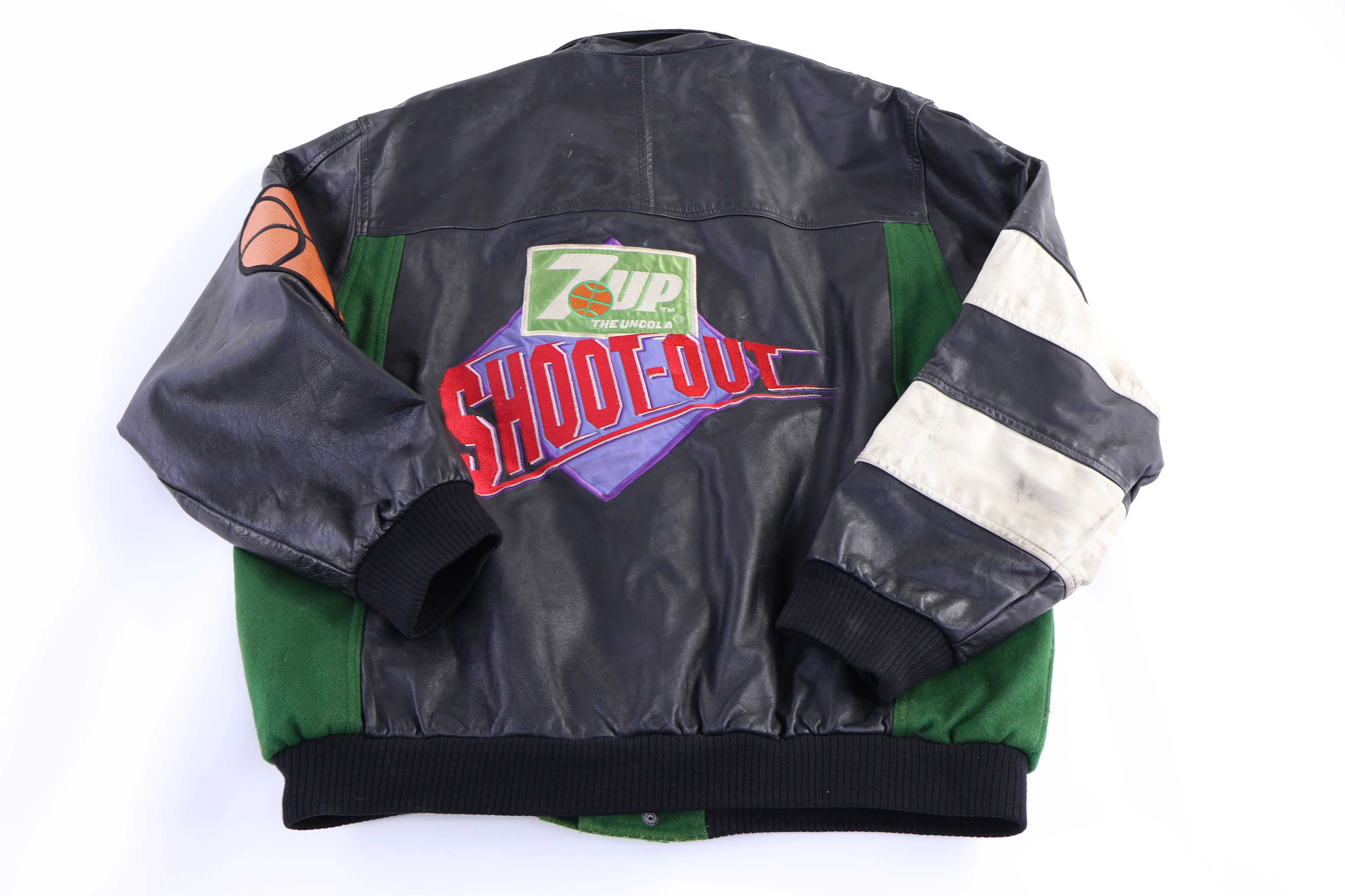Vintage 7UP Shoot Out Basketball Leather Jacket
