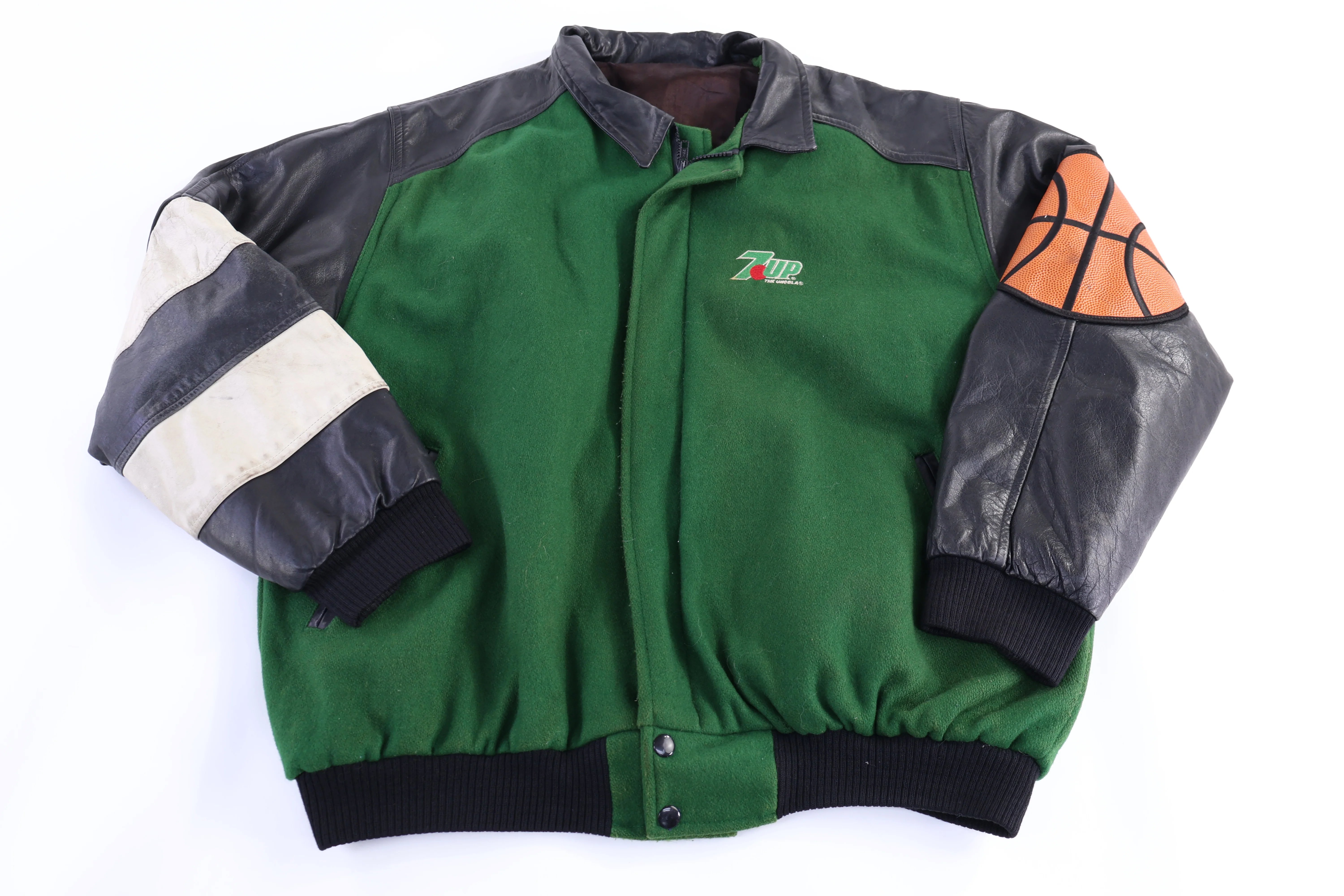 Vintage 7UP Shoot Out Basketball Leather Jacket - Image 2