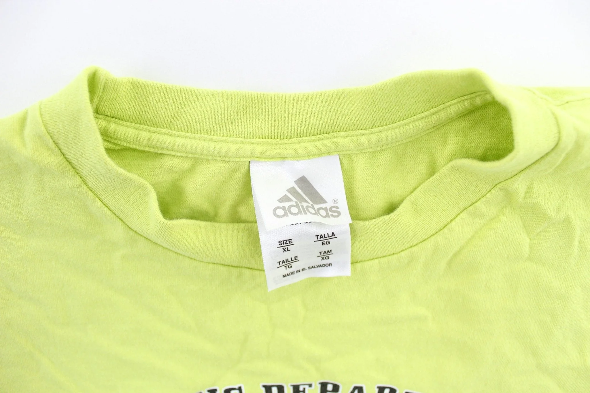 Vintage Adidas Athletic Department Neon & Black Striped LS T-Shirt - Image 3