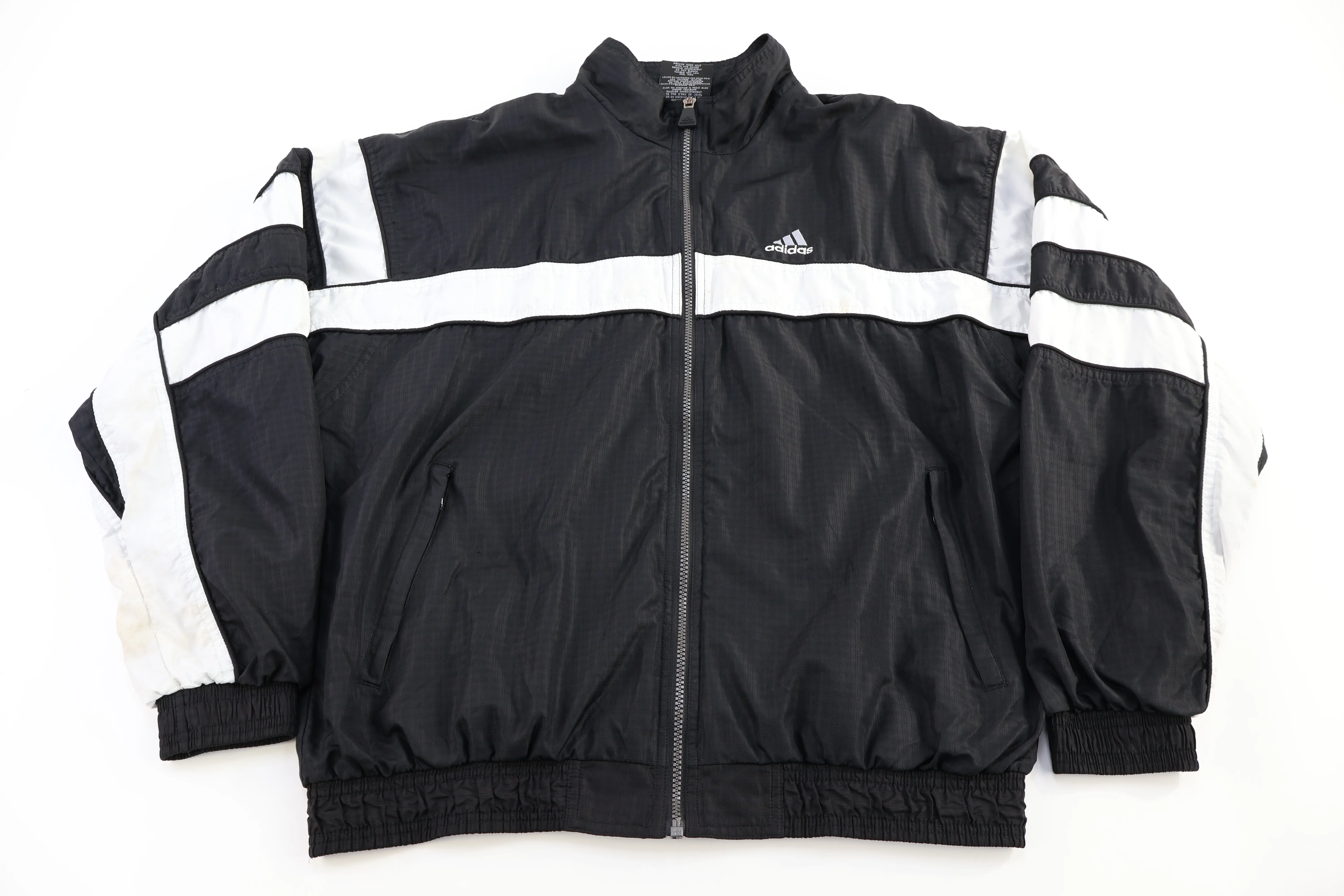 Vintage Adidas Embroidered Logo Black & White Full Zip Jacket
