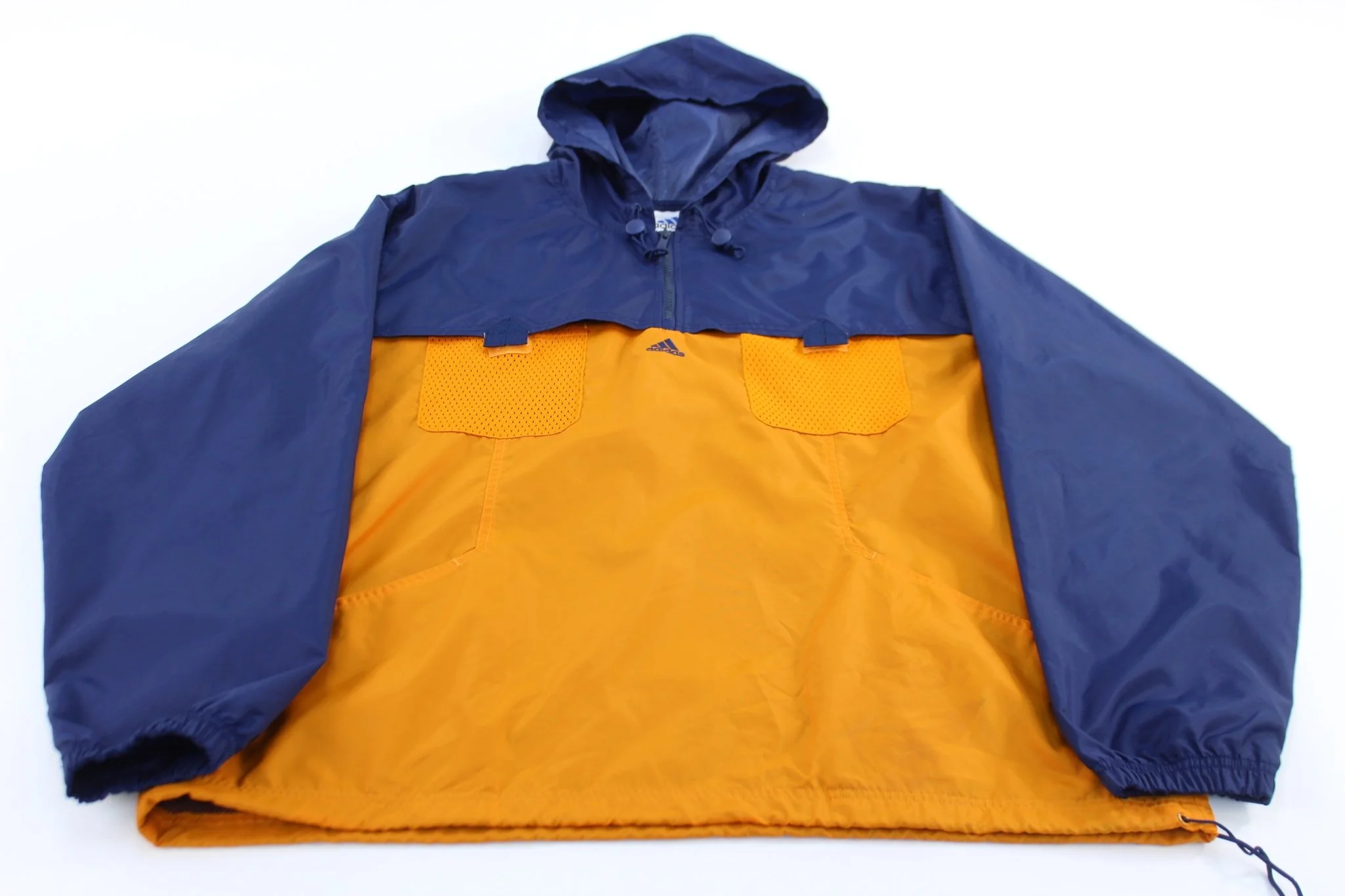 Vintage Adidas Embroidered Logo Blue & Orange Pullover Jacket