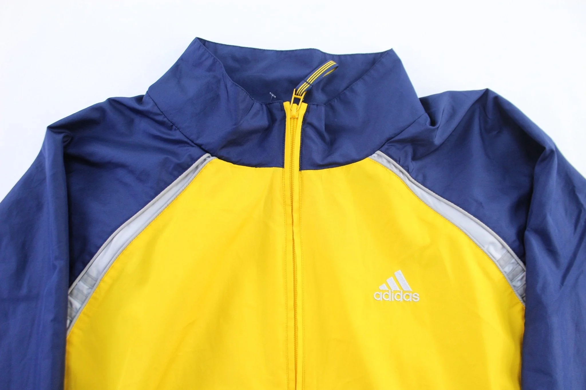 Vintage Adidas Embroidered Logo Blue, Silver, & Yellow Zip Up Jacket - Image 3