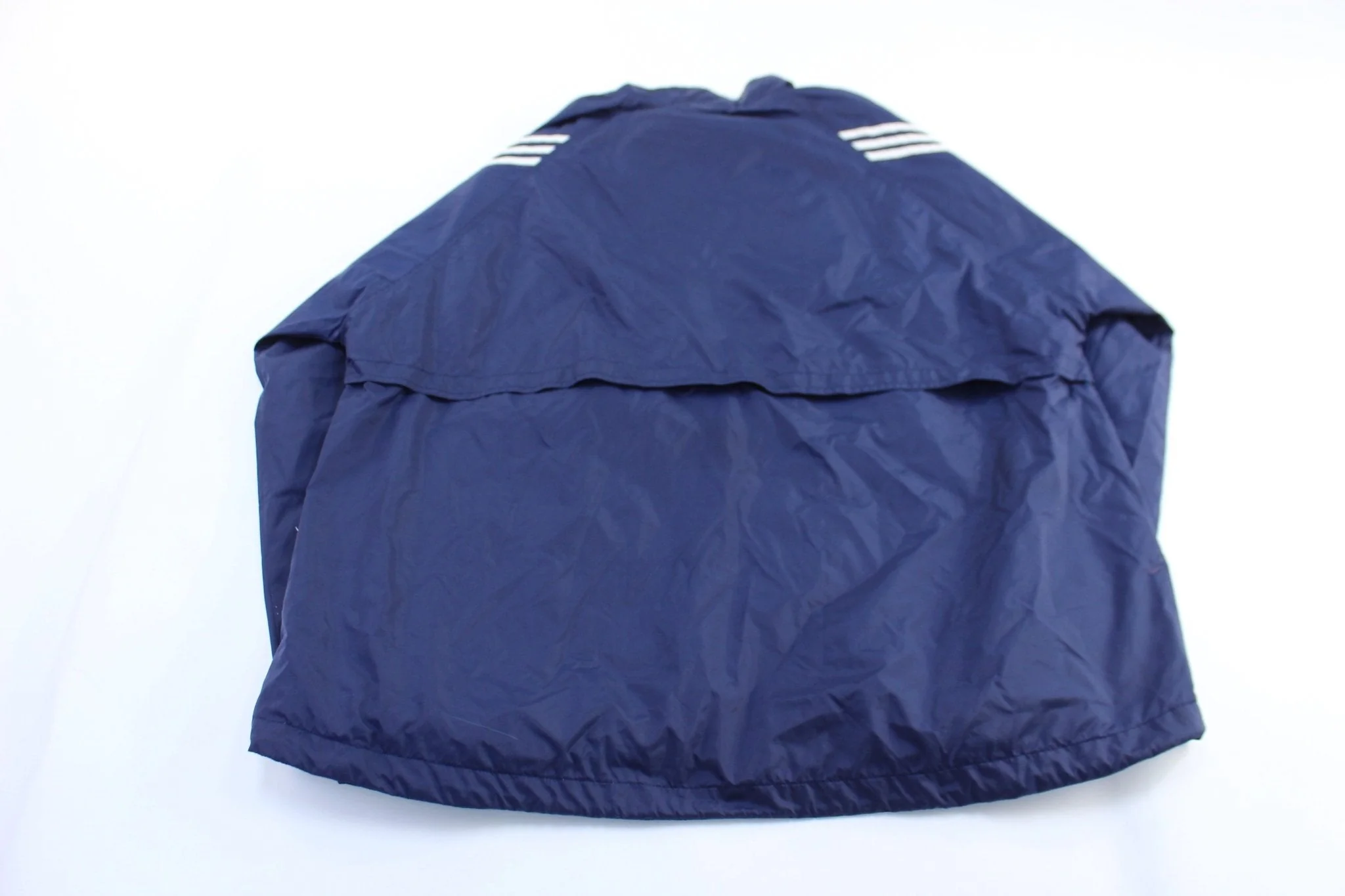 Vintage Adidas Embroidered Logo Blue & White Striped Zip Up Jacket - Image 2
