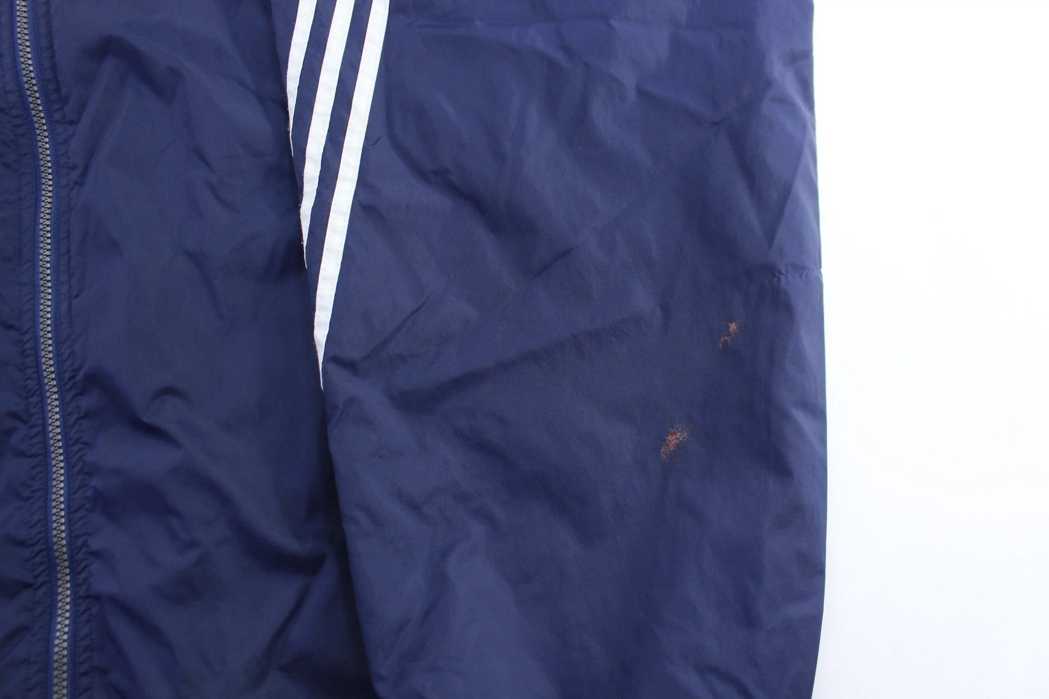 Vintage Adidas Embroidered Logo Blue & White Striped Zip Up Jacket - Image 3
