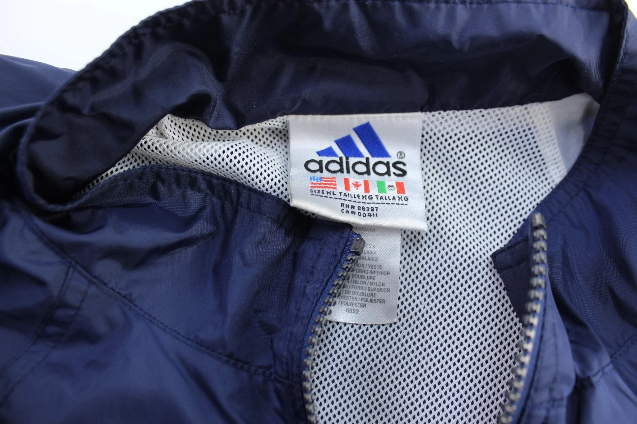 Vintage Adidas Embroidered Logo Blue & White Striped Zip Up Jacket - Image 4
