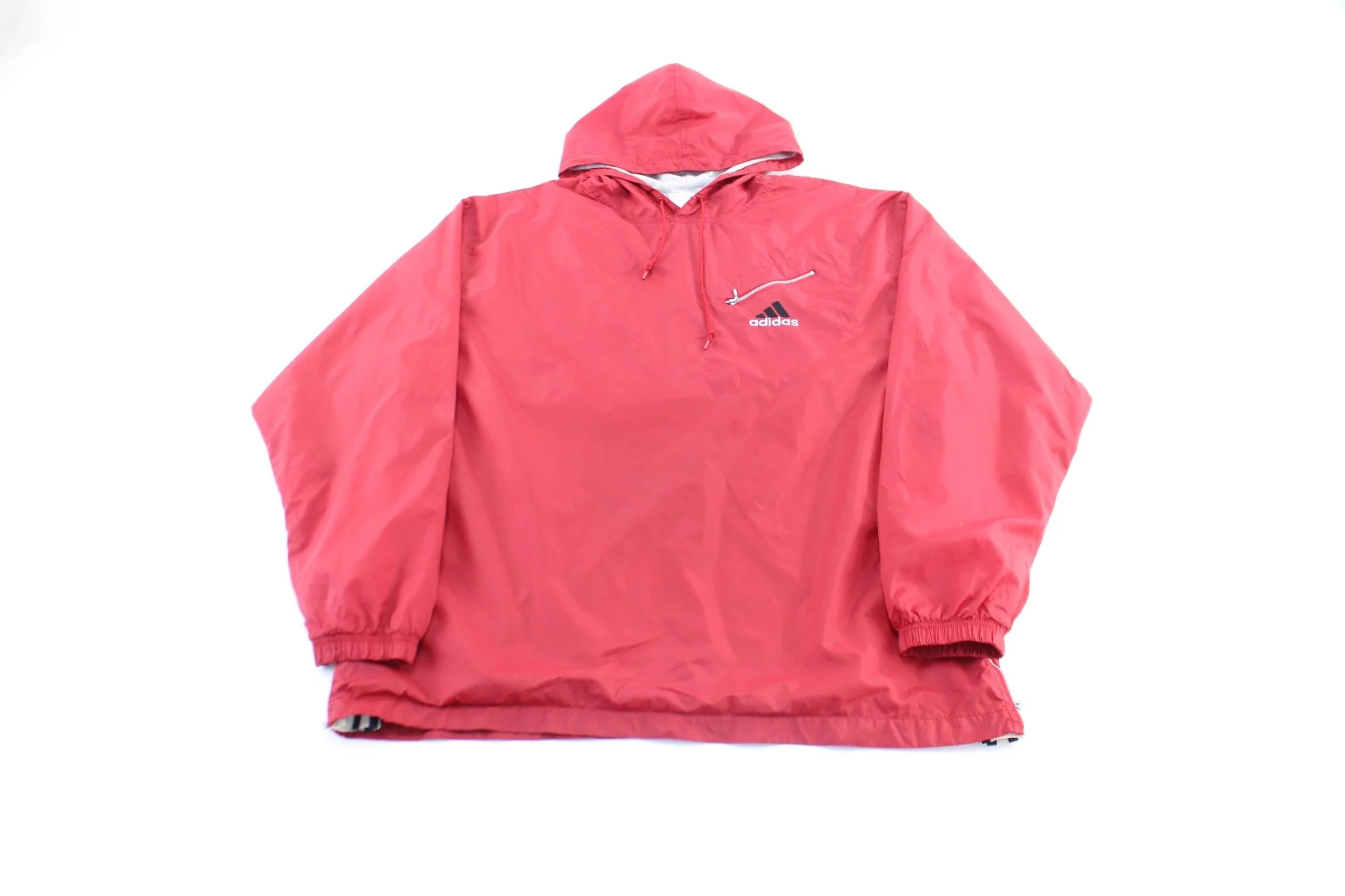 Vintage Adidas Embroidered Logo Red Windbreaker Pullover
