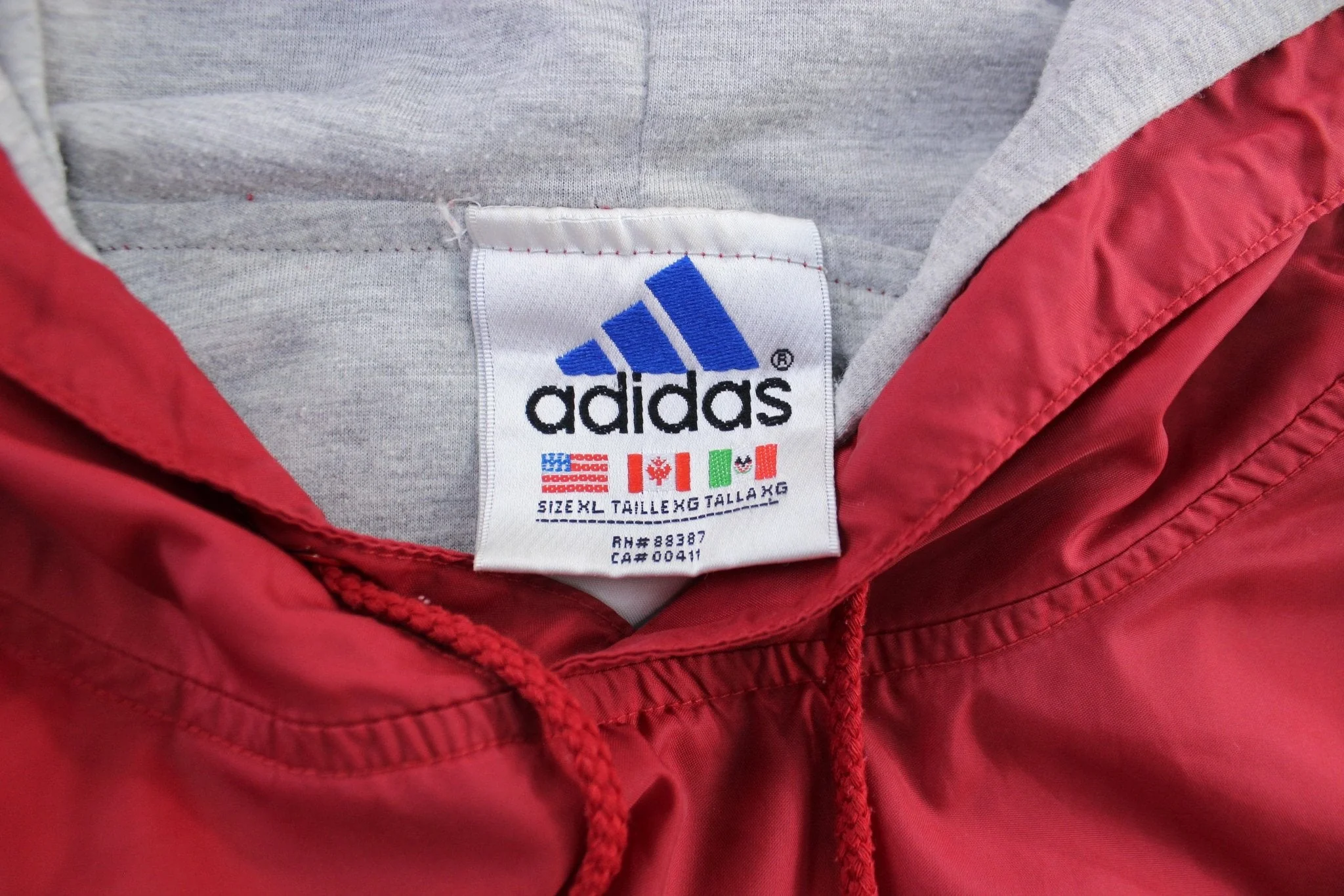 Vintage Adidas Embroidered Logo Red Windbreaker Pullover - Image 3