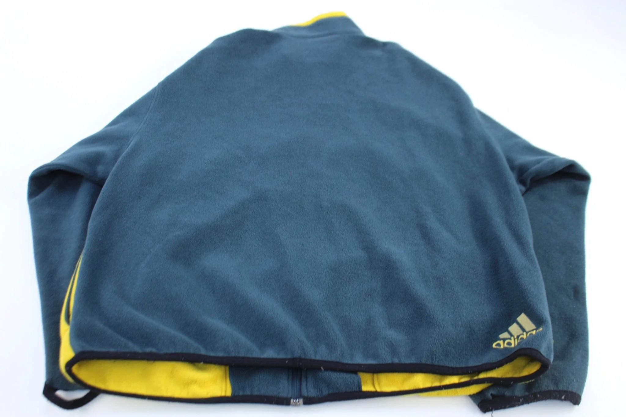 Vintage Adidas Embroidered Logo Teal & Yellow Fleece Zip Up Jacket - Image 2