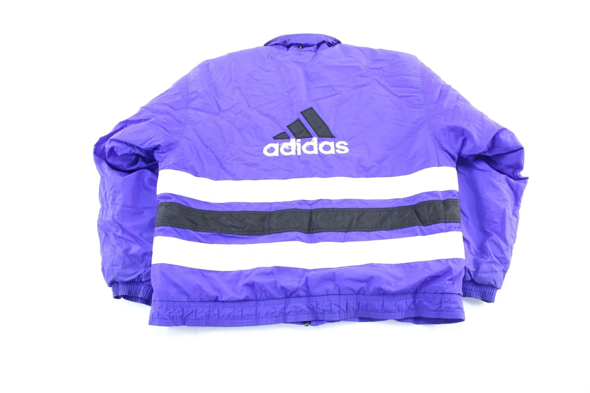 Vintage Adidas Embroidered Logo Violet, Black, & White Striped Zip Up Jacket - Image 2