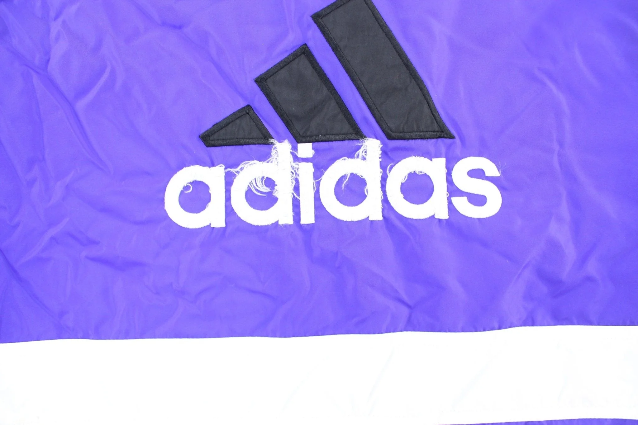 Vintage Adidas Embroidered Logo Violet, Black, & White Striped Zip Up Jacket - Image 3