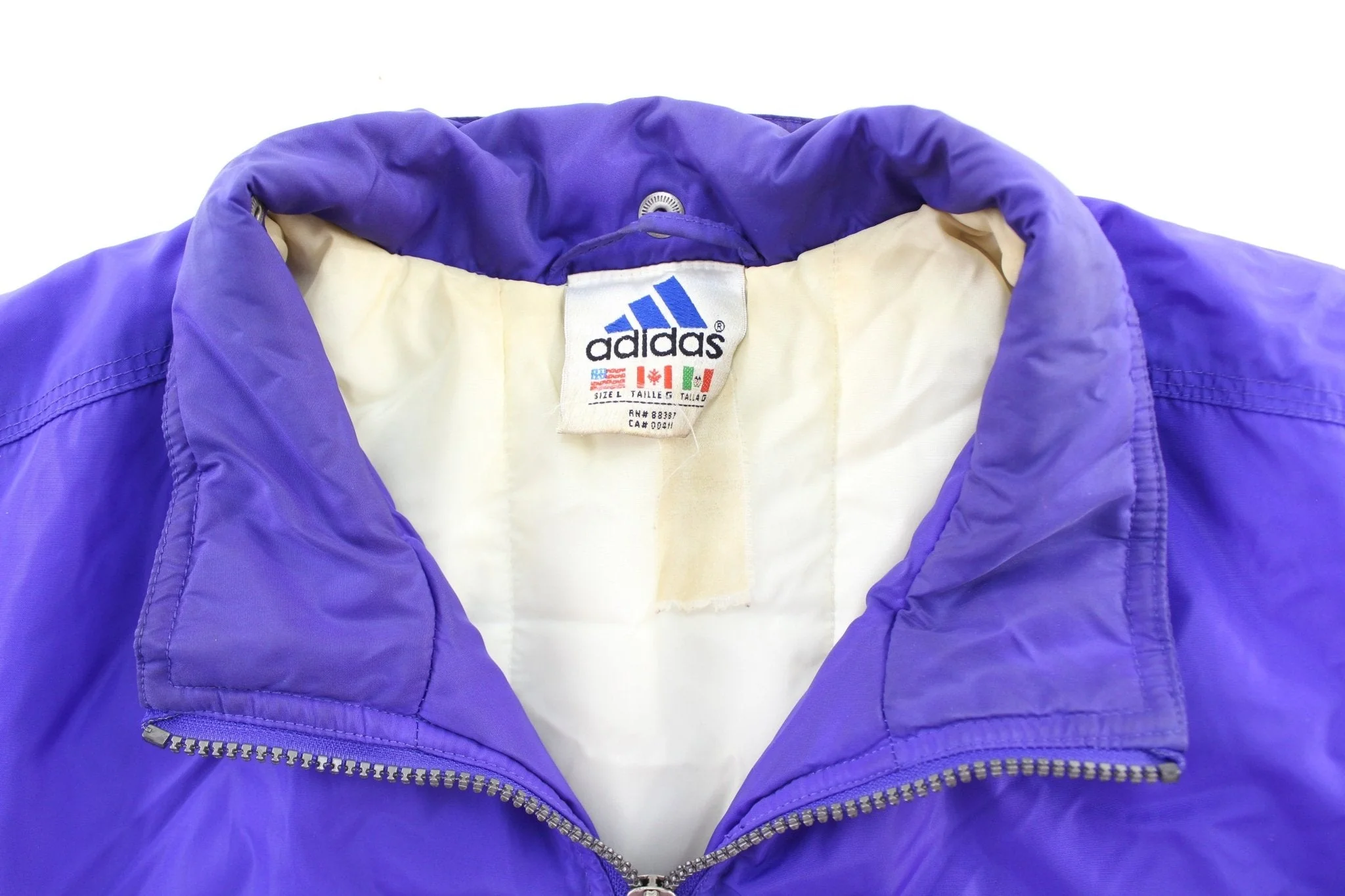 Vintage Adidas Embroidered Logo Violet, Black, & White Striped Zip Up Jacket - Image 5