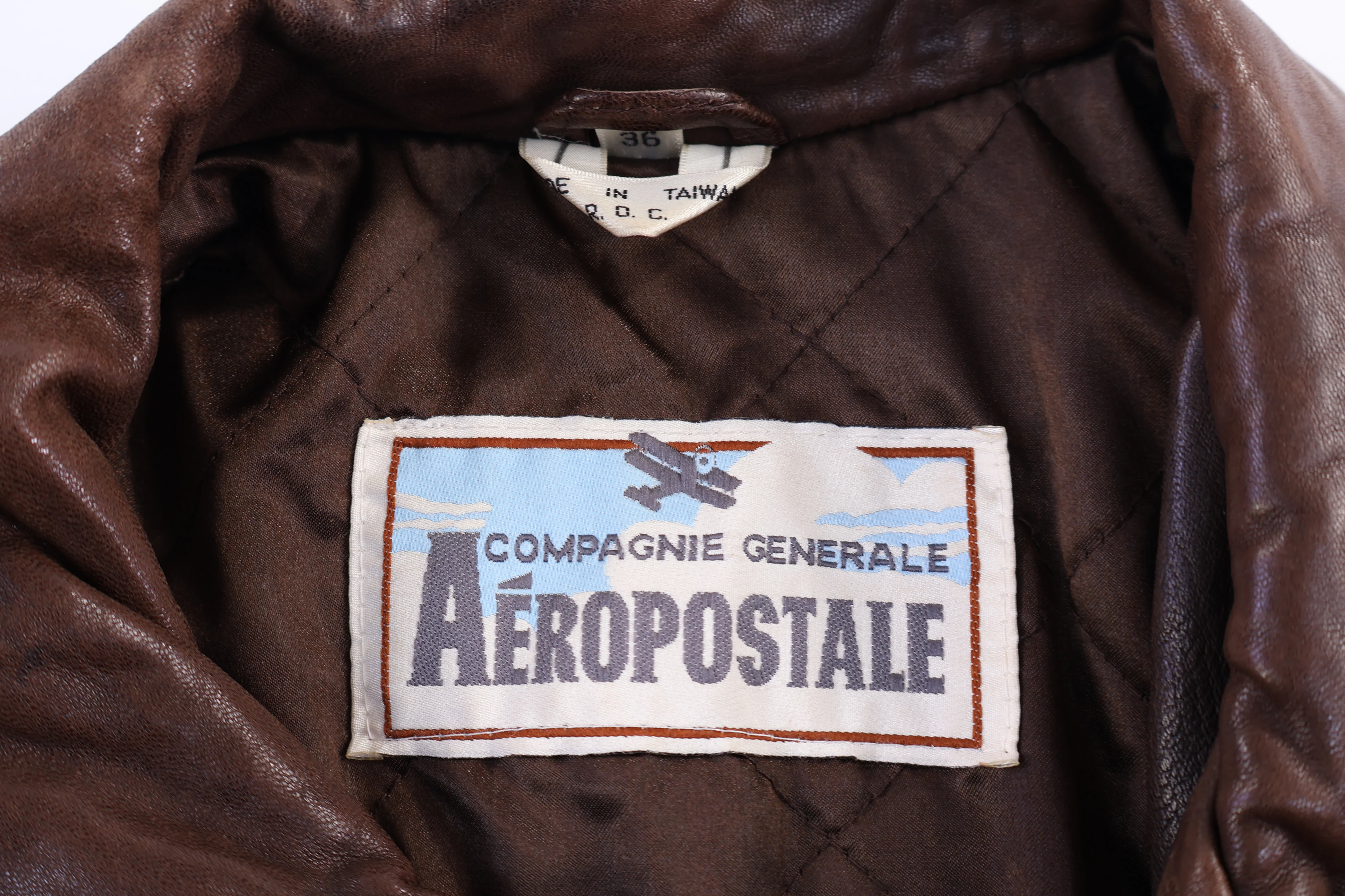 Vintage Aeropostale Brown Leather Jacket - Image 3