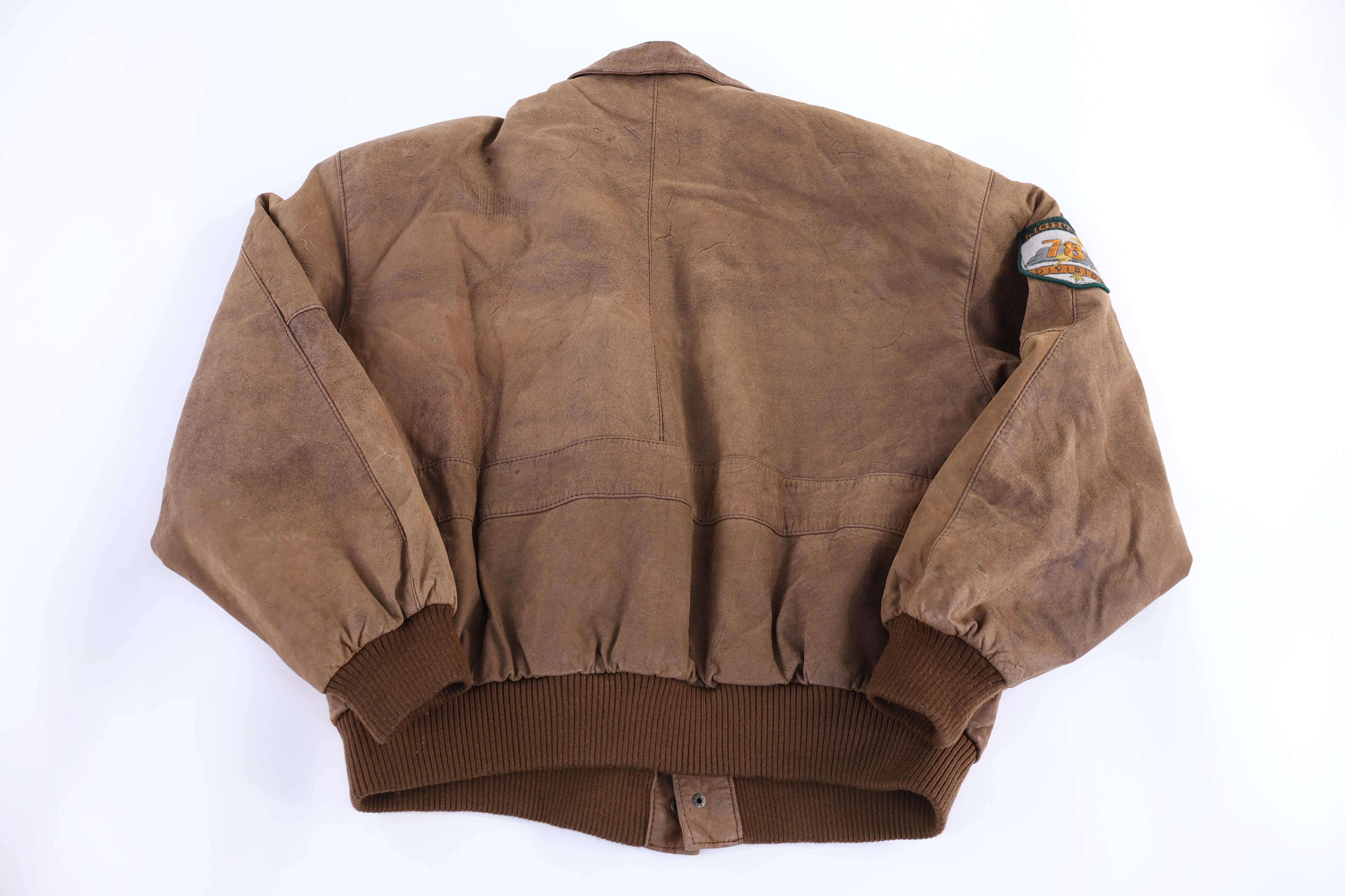 Vintage Airborne Brown Leather Bomber Jacket - Image 2