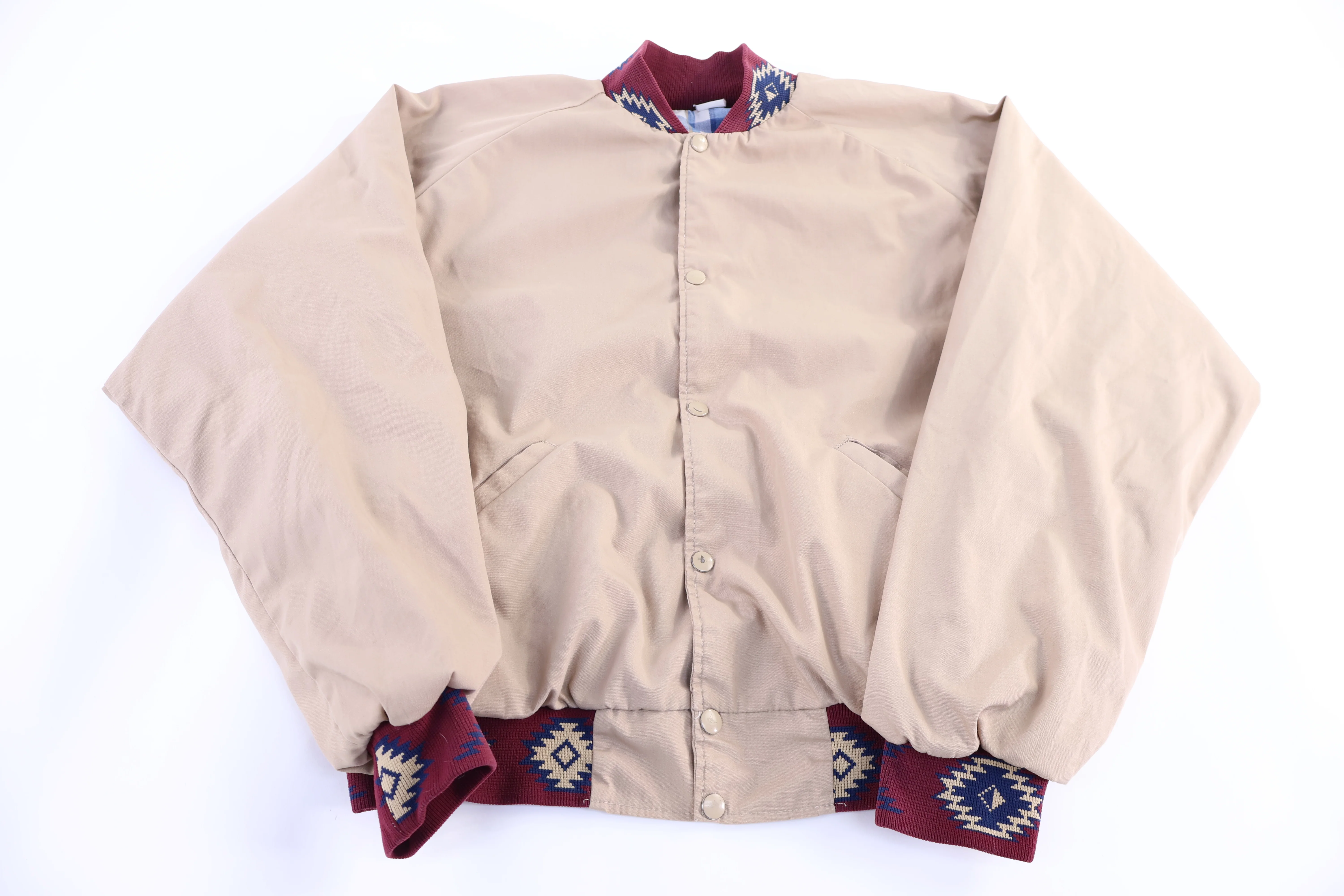 Vintage Aztec Pattern Full Snap Bomber Jacket