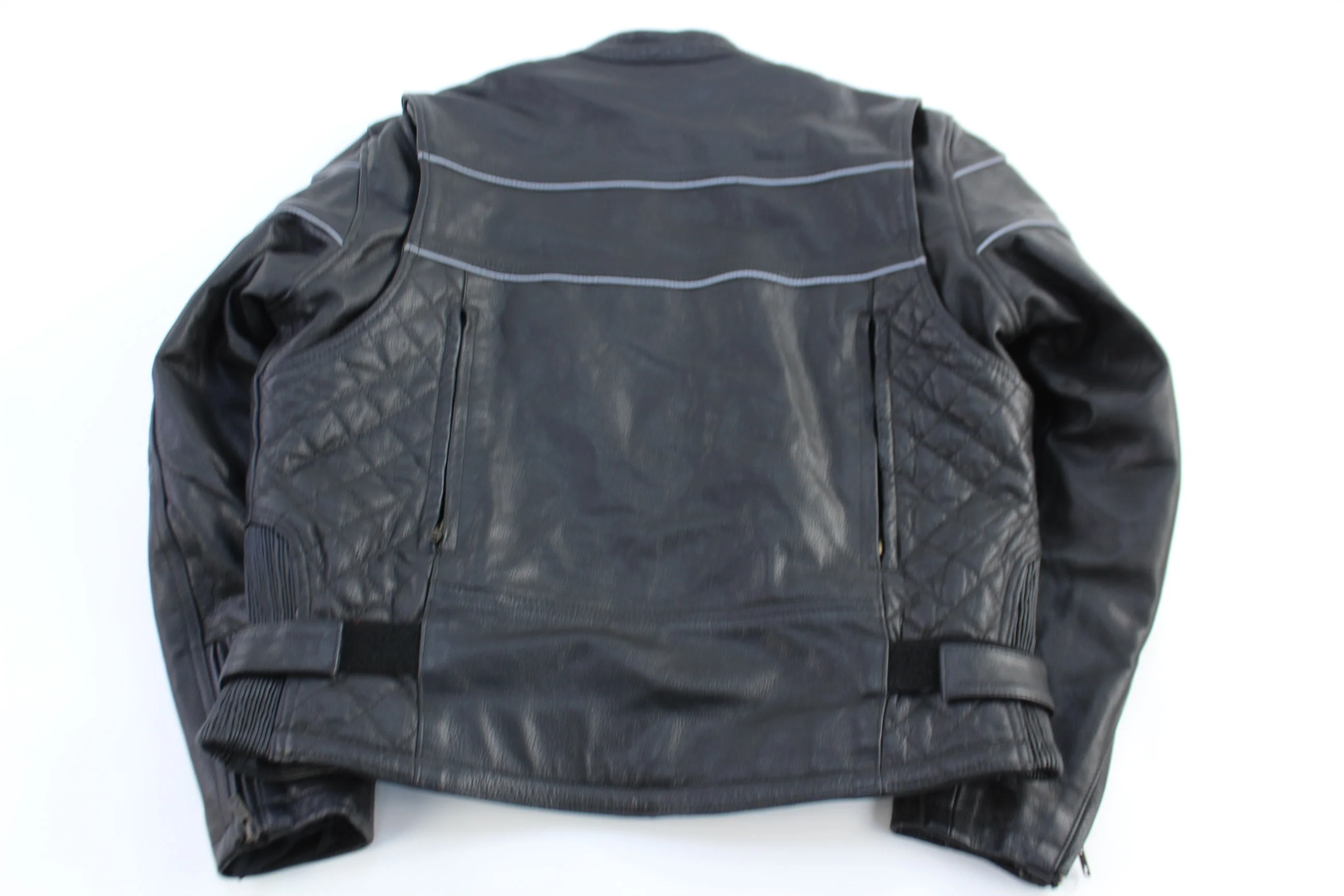 Vintage Black Leather Full Zip Biker Jacket - Image 2