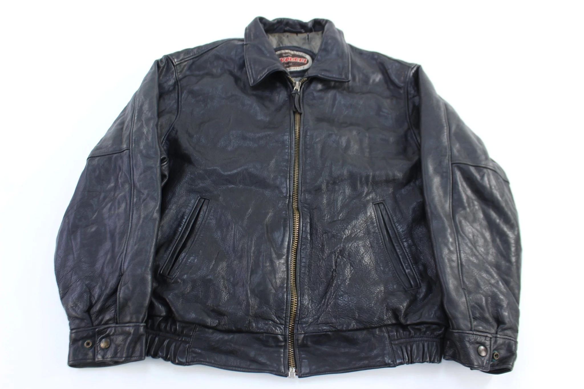 Vintage Davoucci Black Leather Full Zip Jacket