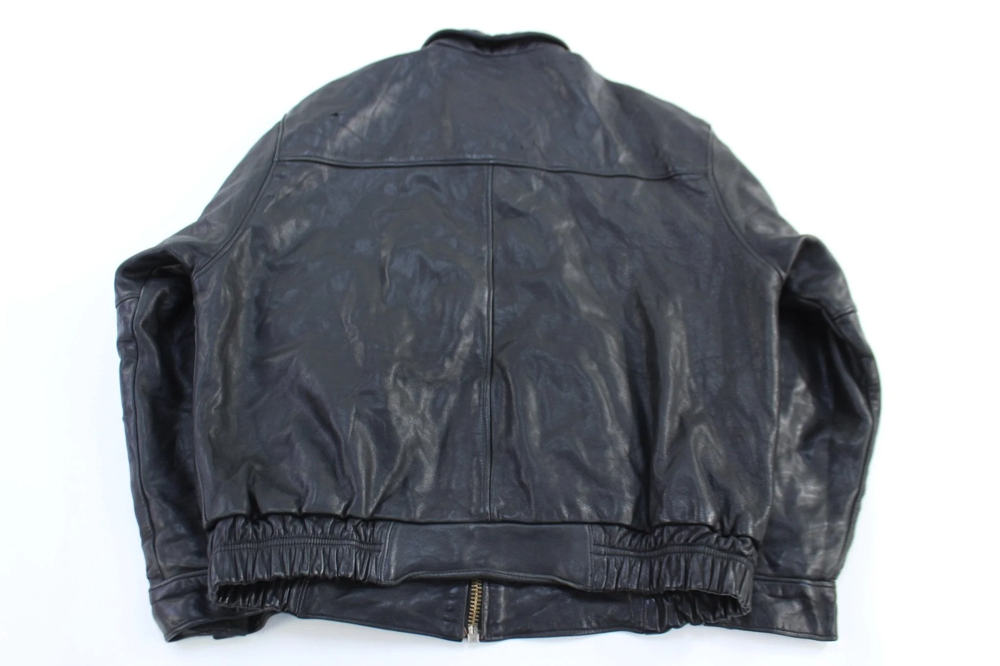 Vintage Davoucci Black Leather Full Zip Jacket - Image 2