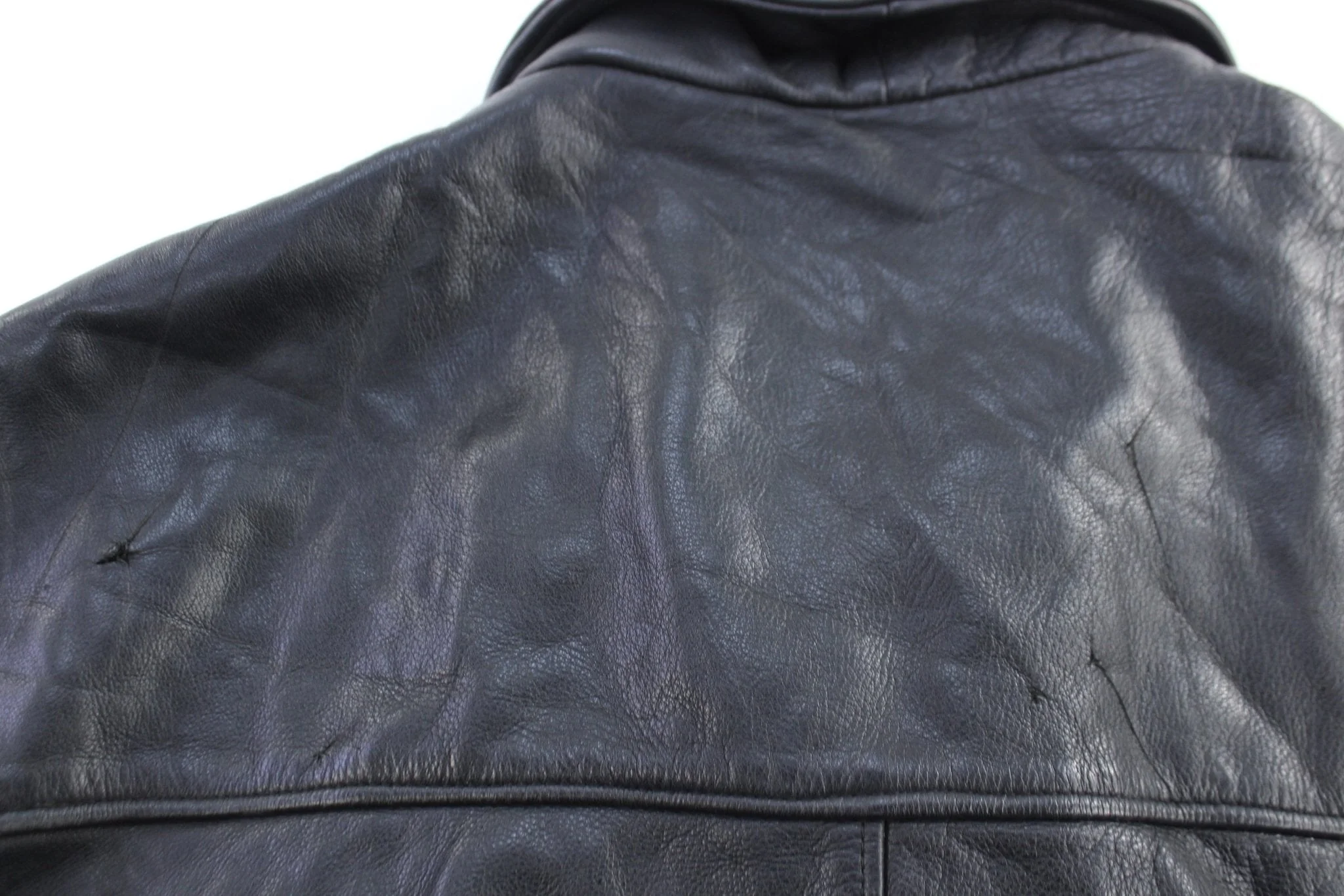 Vintage Davoucci Black Leather Full Zip Jacket - Image 3