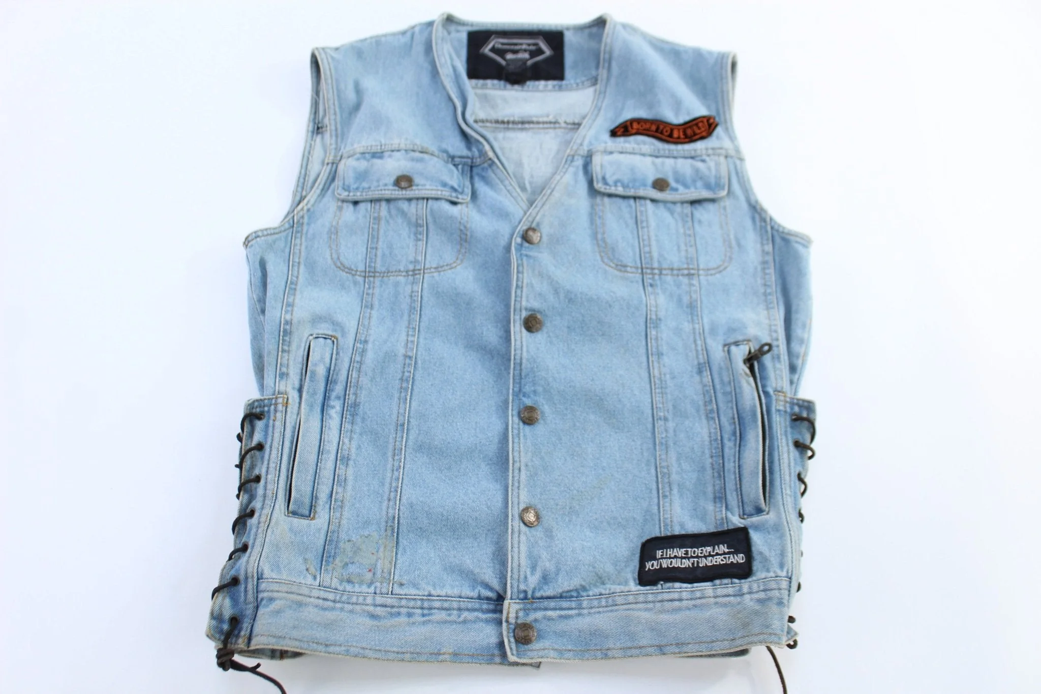 Vintage Diamond Plate Denim Vest - Image 2