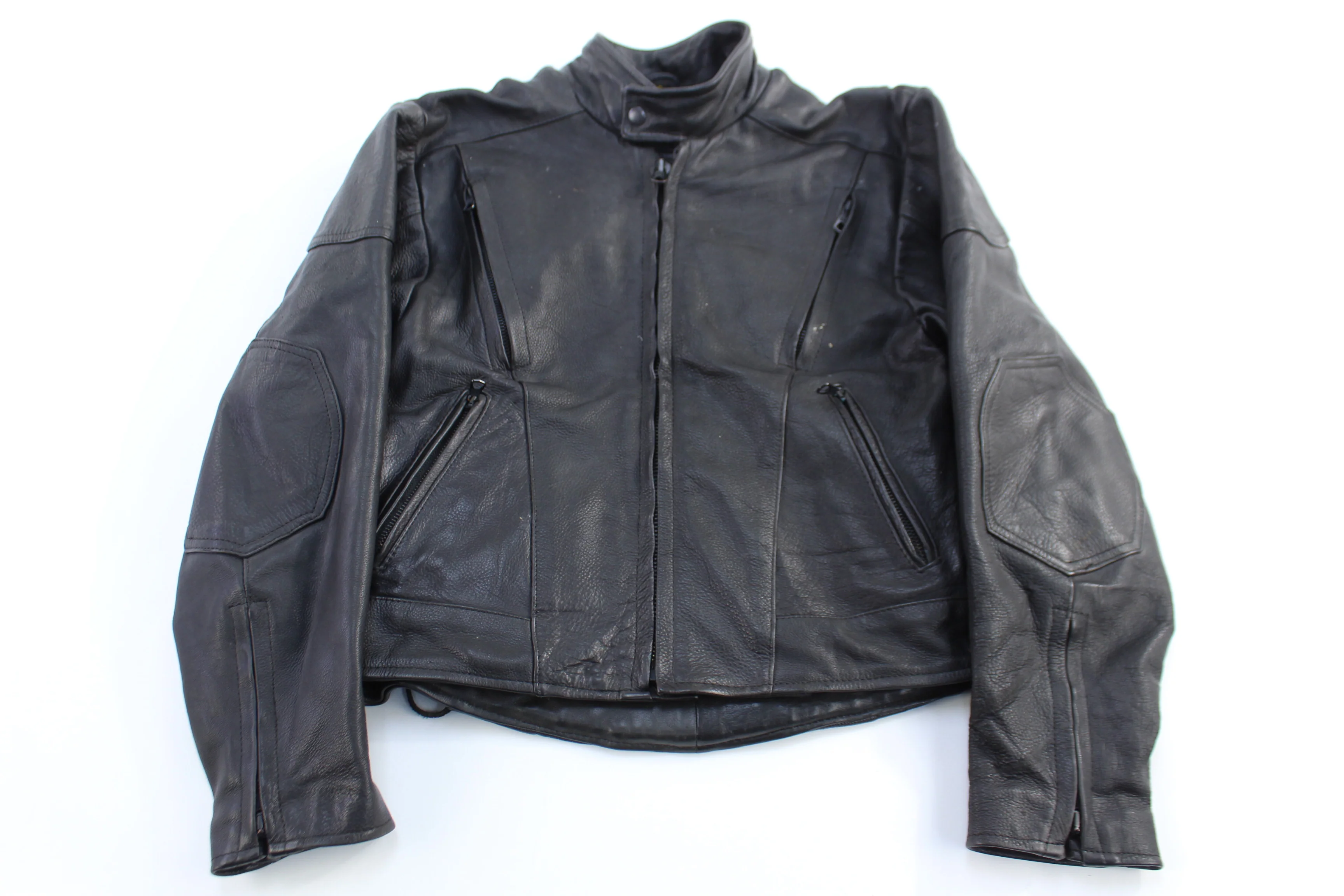 Vintage Full Zip Black Leather Jacket