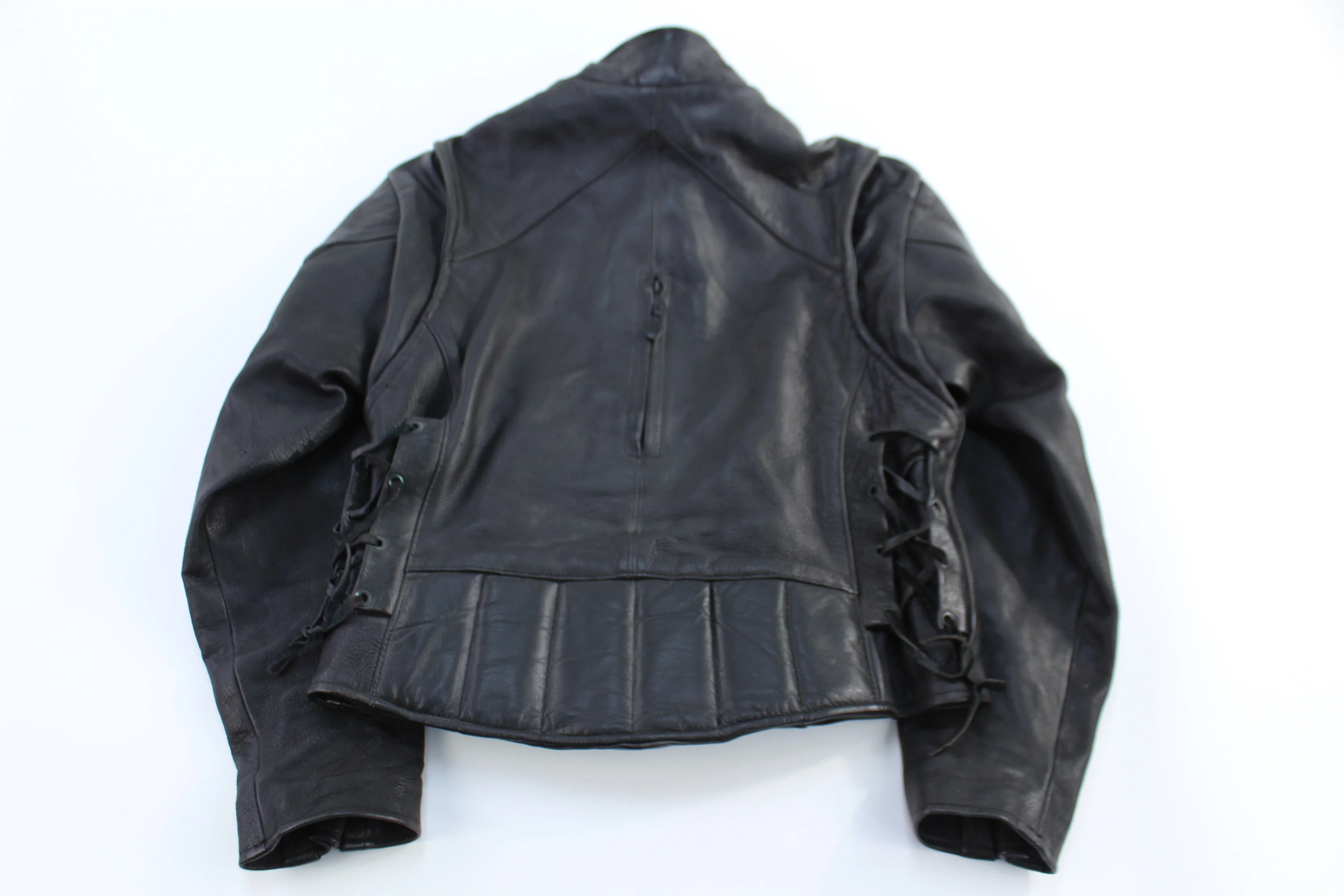 Vintage Full Zip Black Leather Jacket - Image 2