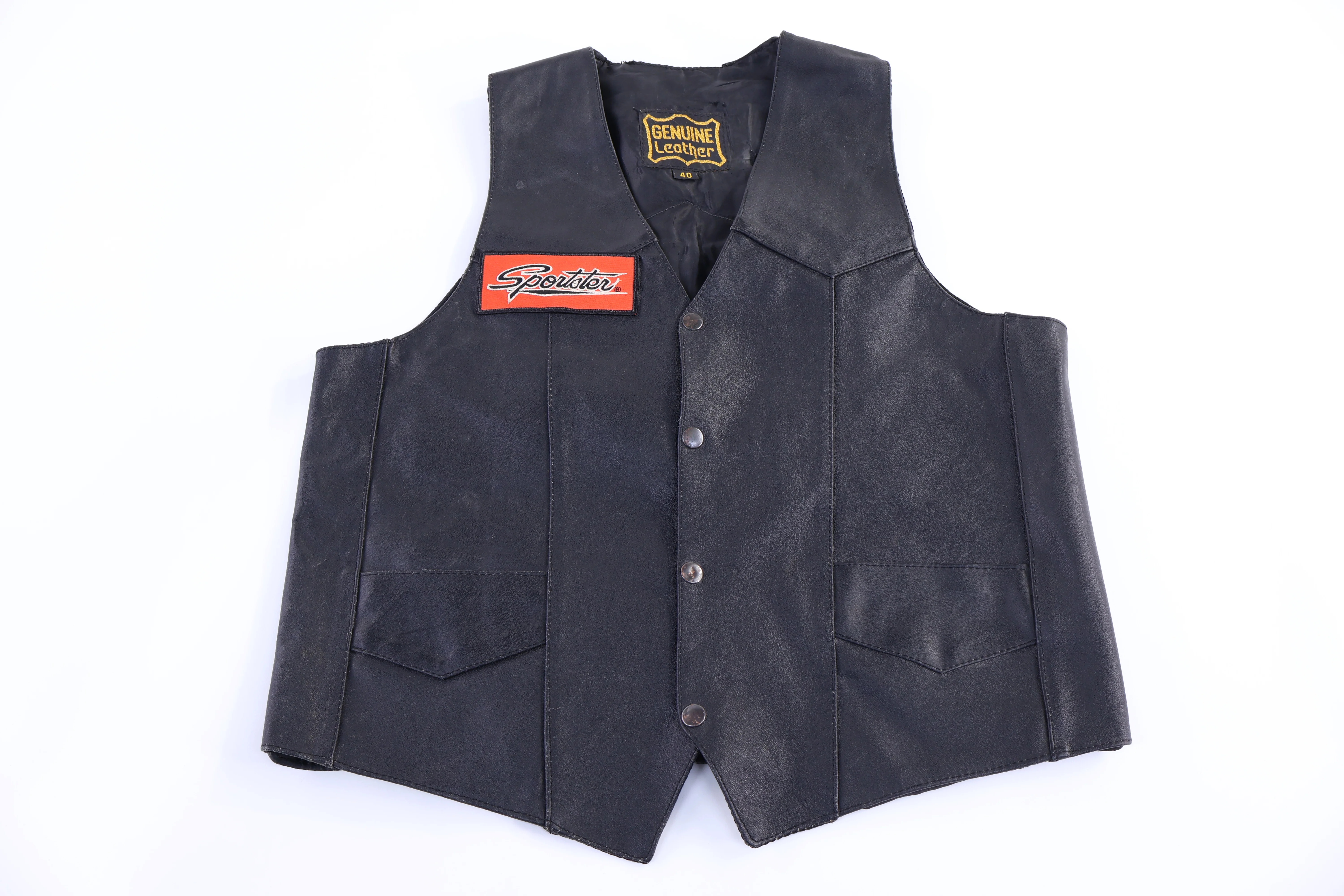 Vintage Genuine Leather Black Vest