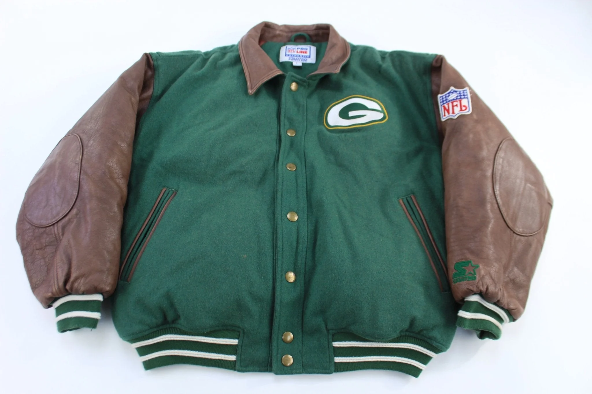 Vintage Green Bay Packers Football Full Zip Bomber Jacket - Image 2