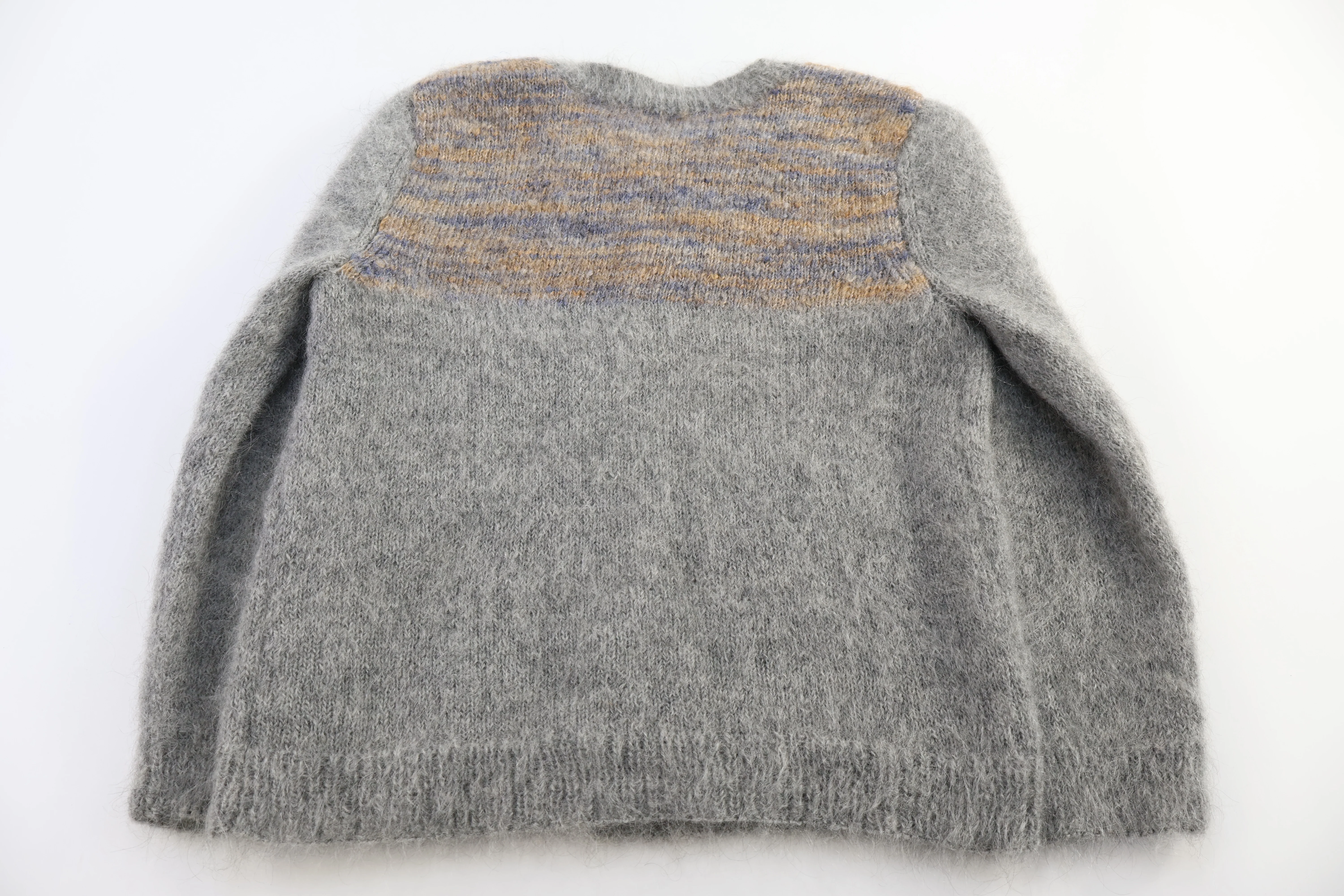 vintage Grey, Gold & Blue Mohair Cardigan Sweater - Image 2