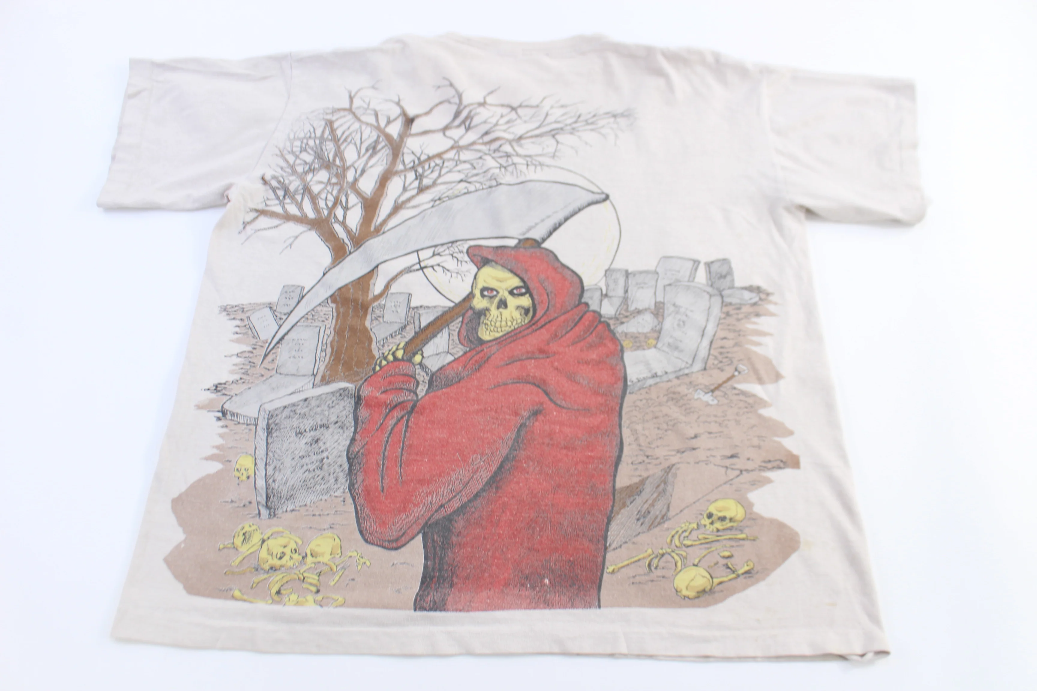 Vintage Grim Reaper All Over Graphic T-shirt - Image 2
