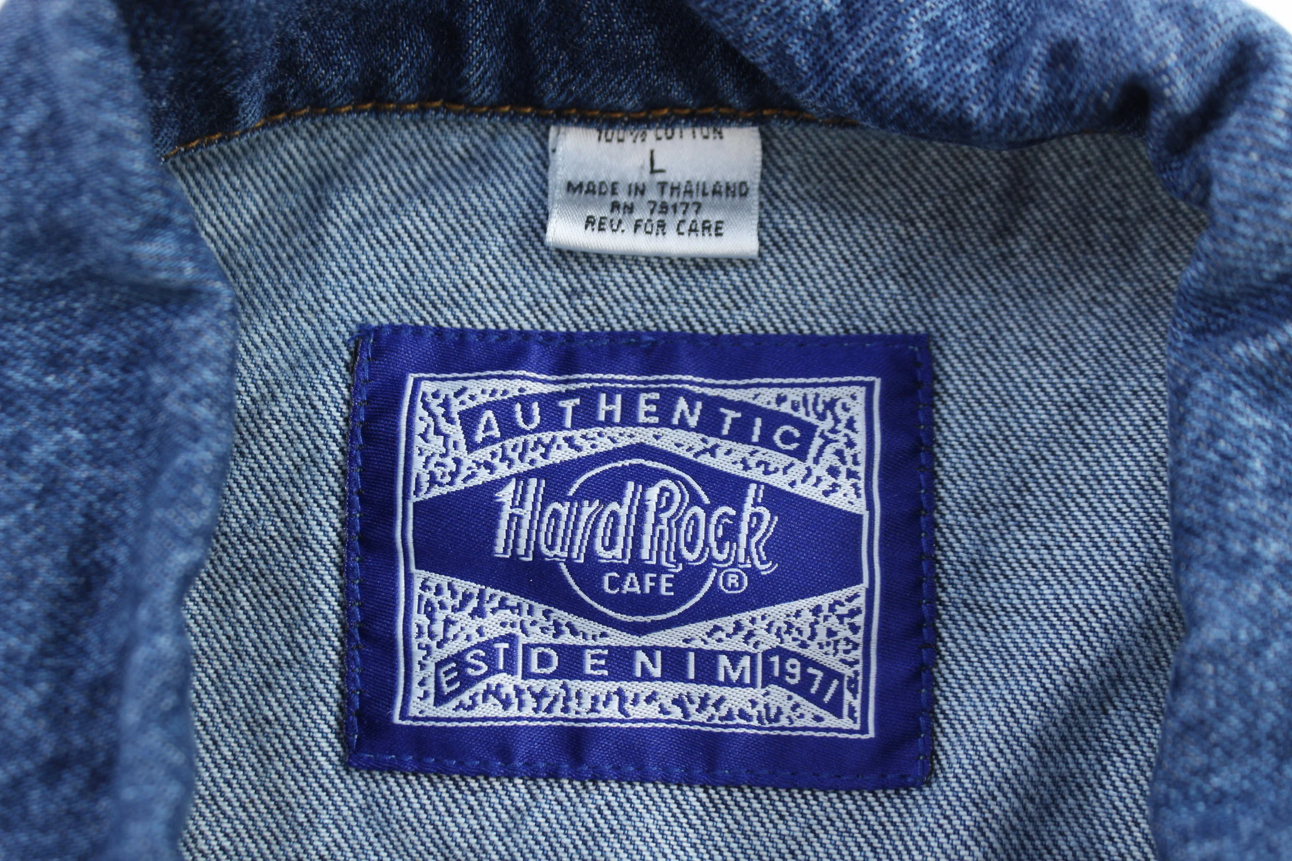 Vintage Hard Rock Cafe Dark Wash Denim Jacket - Image 3