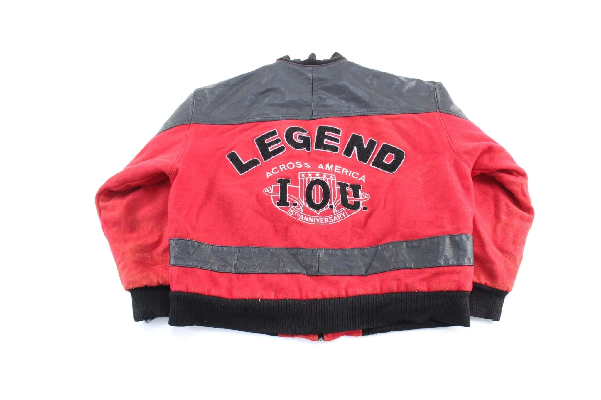90's I.O.U. 5th Anniversary Embroidered Wool Zip Up Jacket - Image 2