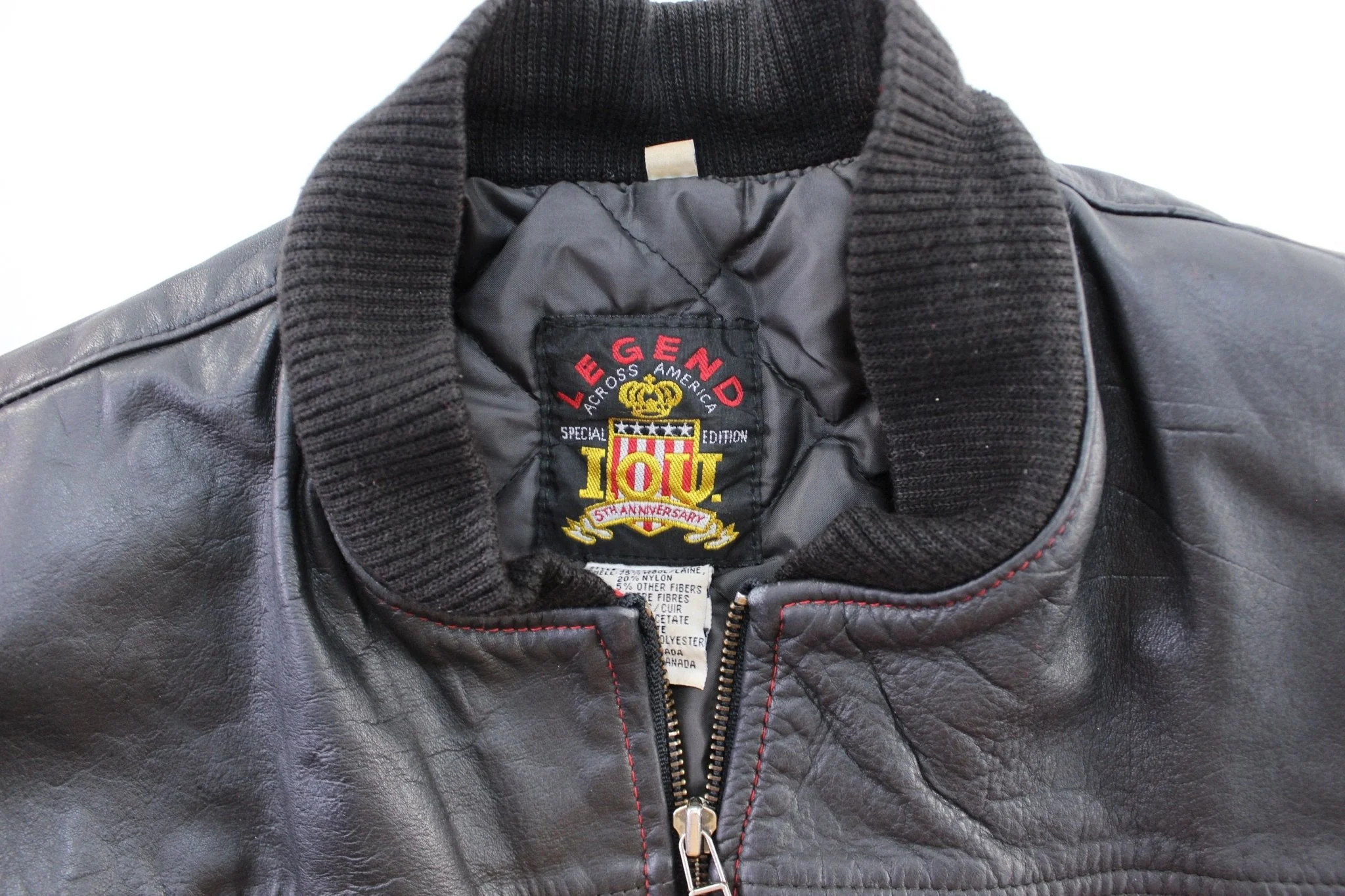 90's I.O.U. 5th Anniversary Embroidered Wool Zip Up Jacket - Image 3