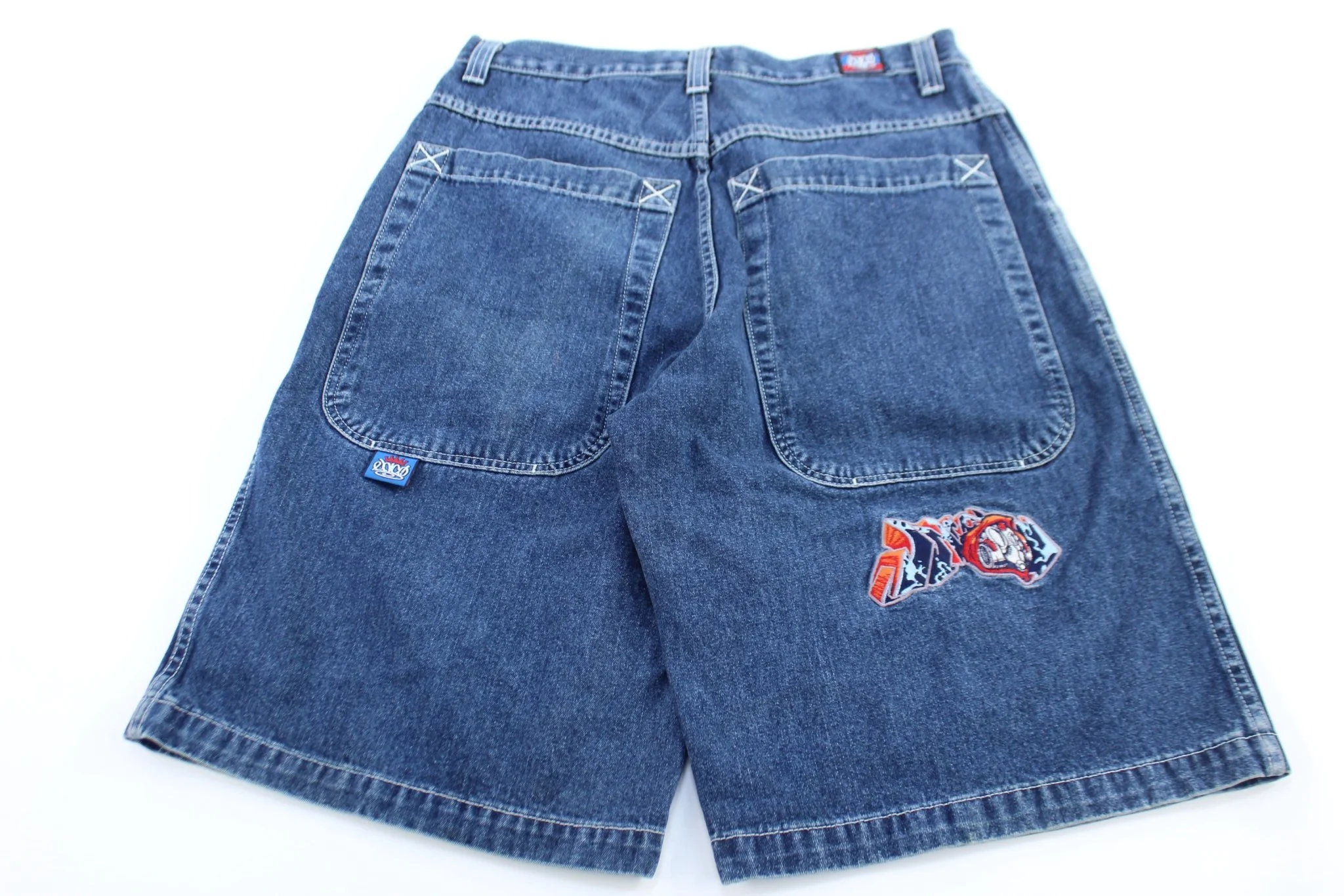 90's JNCO Embroidered Gas Mask Denim Baggy Shorts